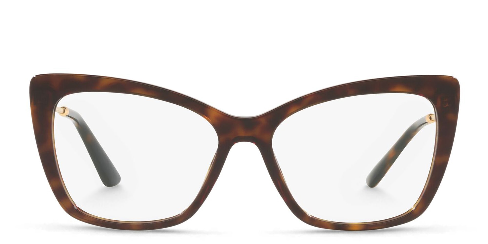 Shop Dolce & Gabbana Wide Cat Eye Eyeglasses in Havana online.