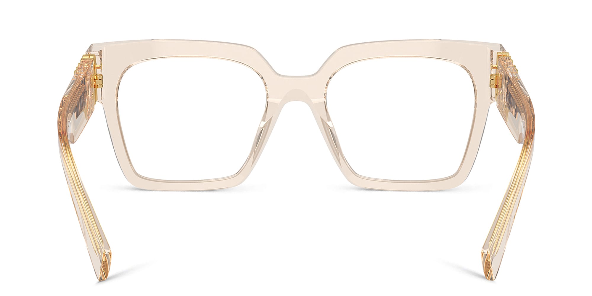 Shop MIU MIU Vertical Logo Square Eyeglasses in Matte Sand online.