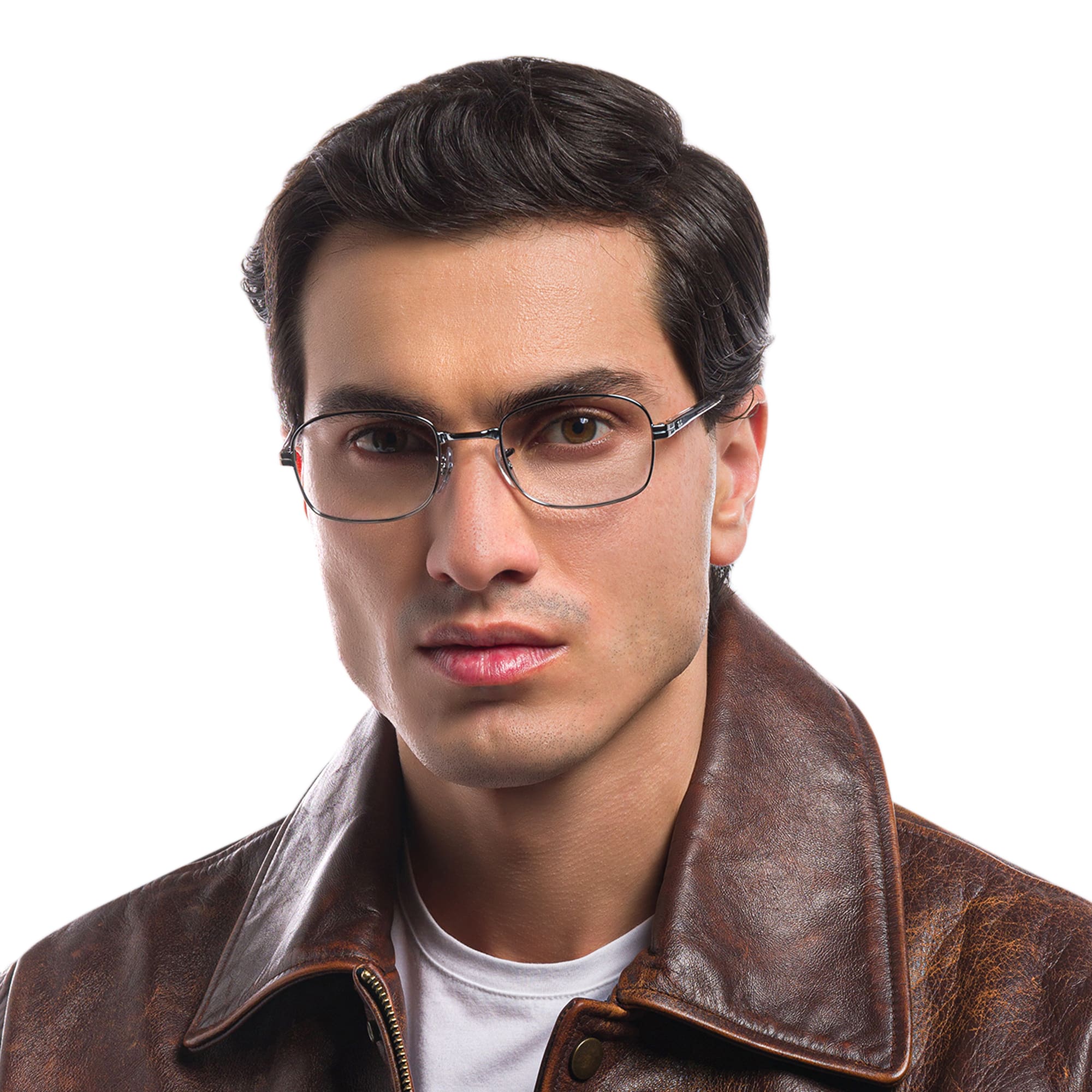 Shop Ray-Ban Unisex Rectangle Eyeglasses in Gunmetal online.