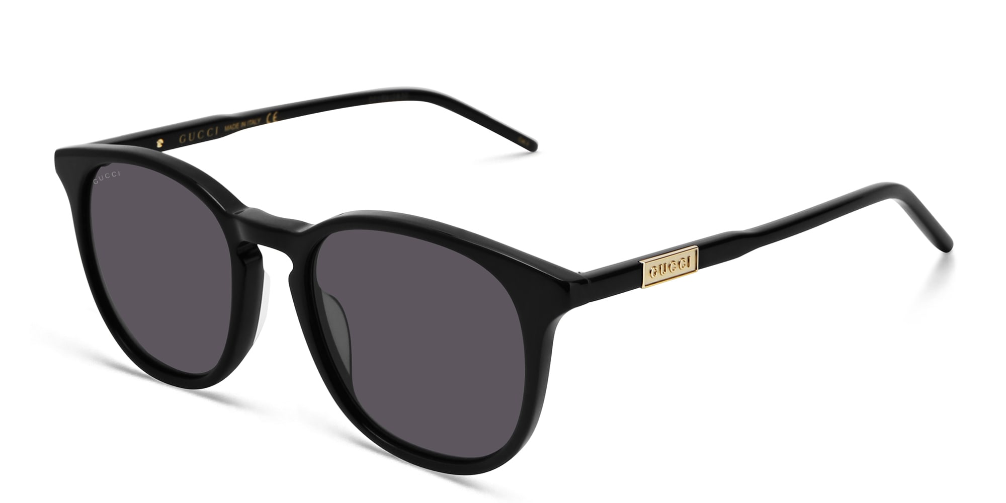 Shop GUCCI Round Sunglasses in Black online.