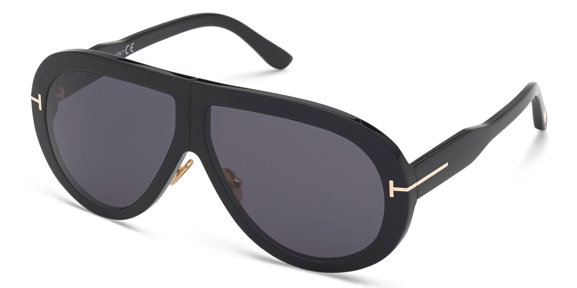 Shop TOM FORD Aviator Sunglasses in Shiny Black online.