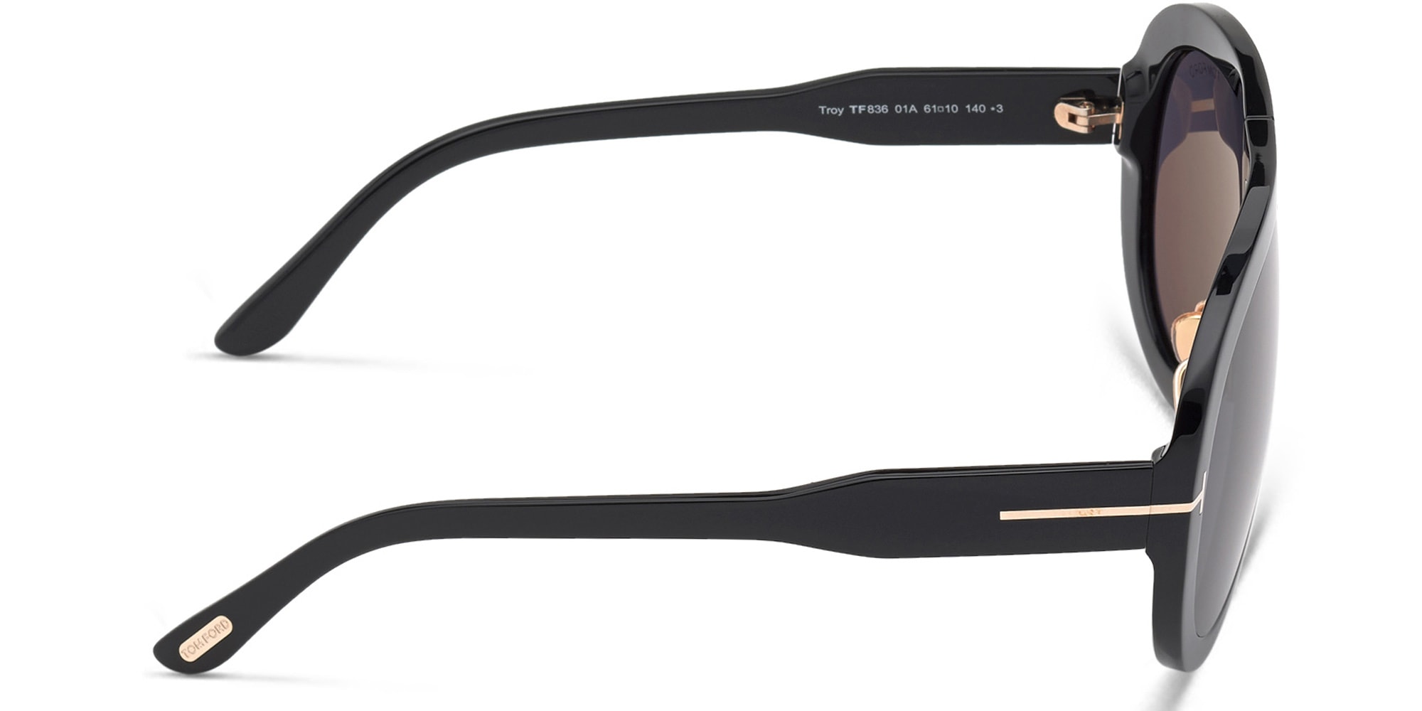 Shop TOM FORD Aviator Sunglasses in Shiny Black online.