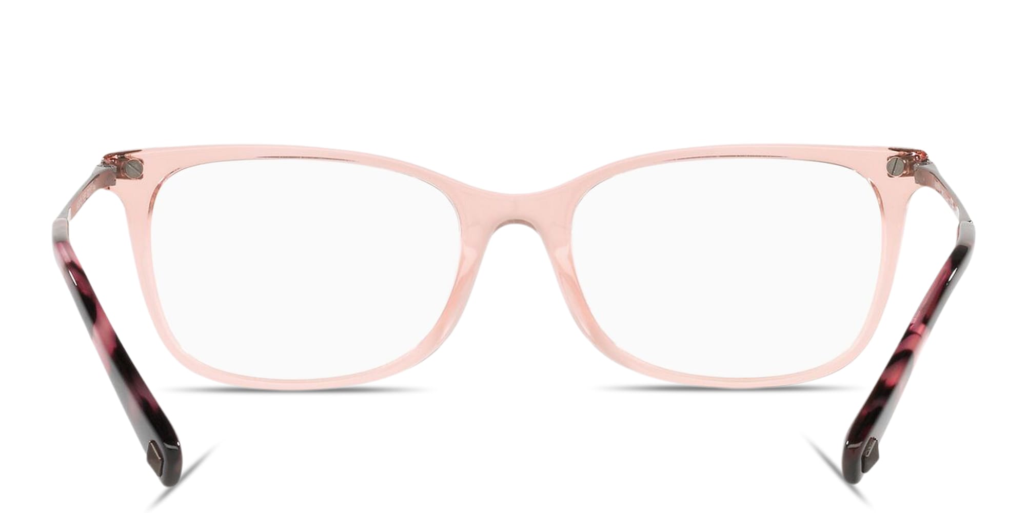 Shop VALENTINO Stud Rectangle Eyeglasses in Transparent Pink online.