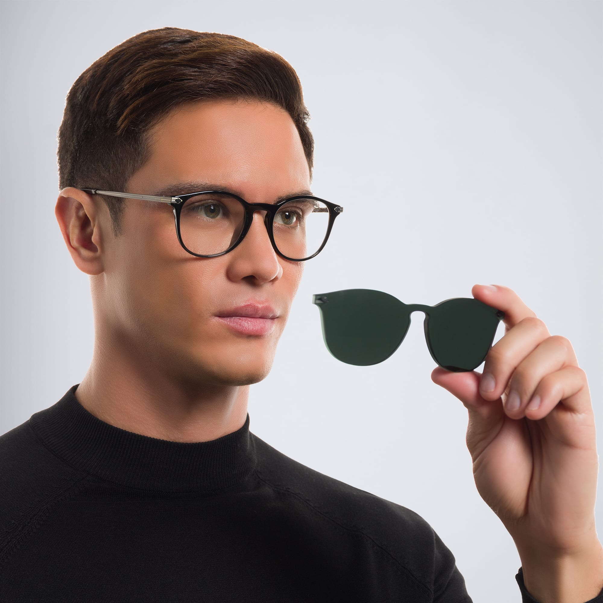 Shop GIORGIO ARMANI Round Eyeglasses in Black online.