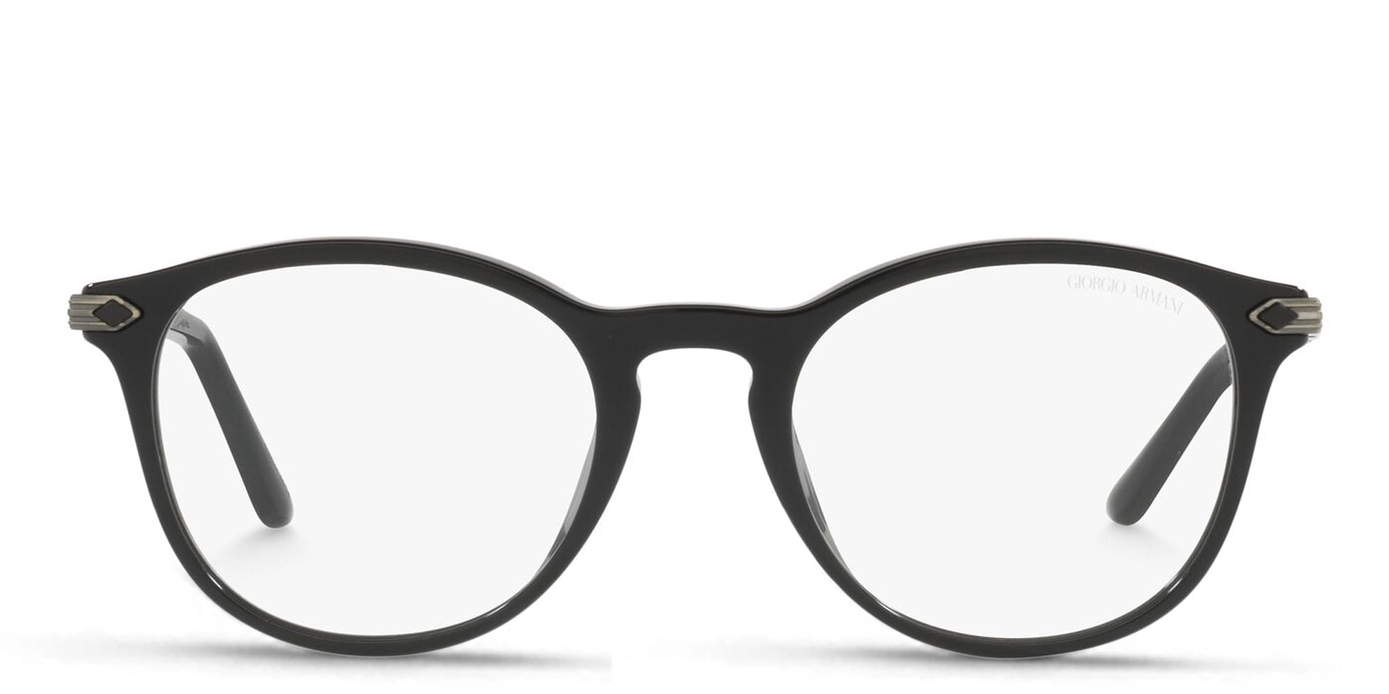 Shop GIORGIO ARMANI Round Eyeglasses in Black online.