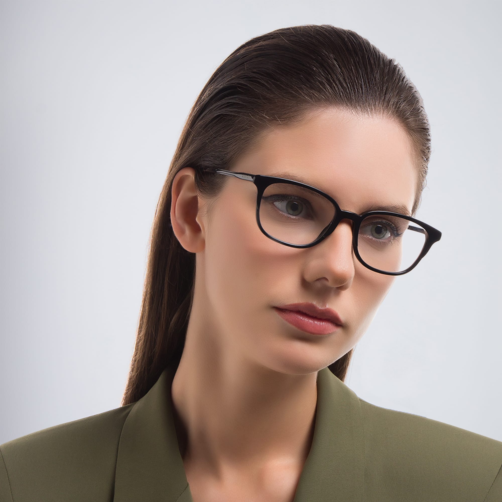 Shop GUCCI Rectangle Eyeglasses in Black online.