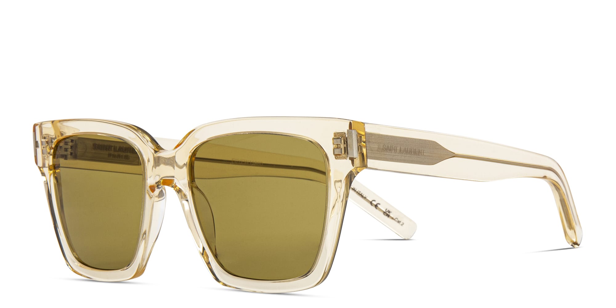Shop SAINT LAURENT Unisex Square Sunglasses in Yellow online.