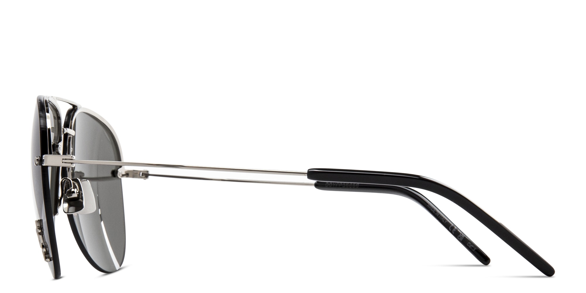 Shop SAINT LAURENT Unisex Half-Rim Aviator Sunglasses in Silver online.