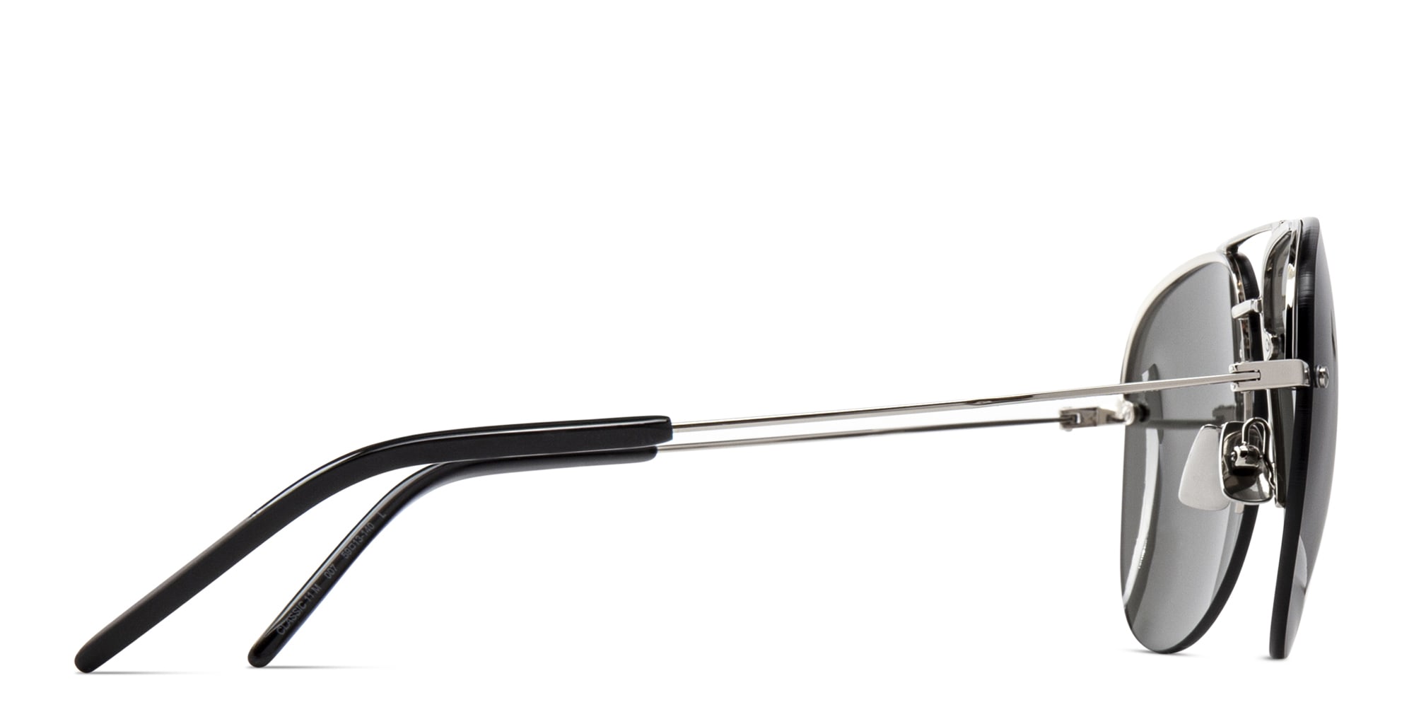 Shop SAINT LAURENT Unisex Half-Rim Aviator Sunglasses in Silver online.