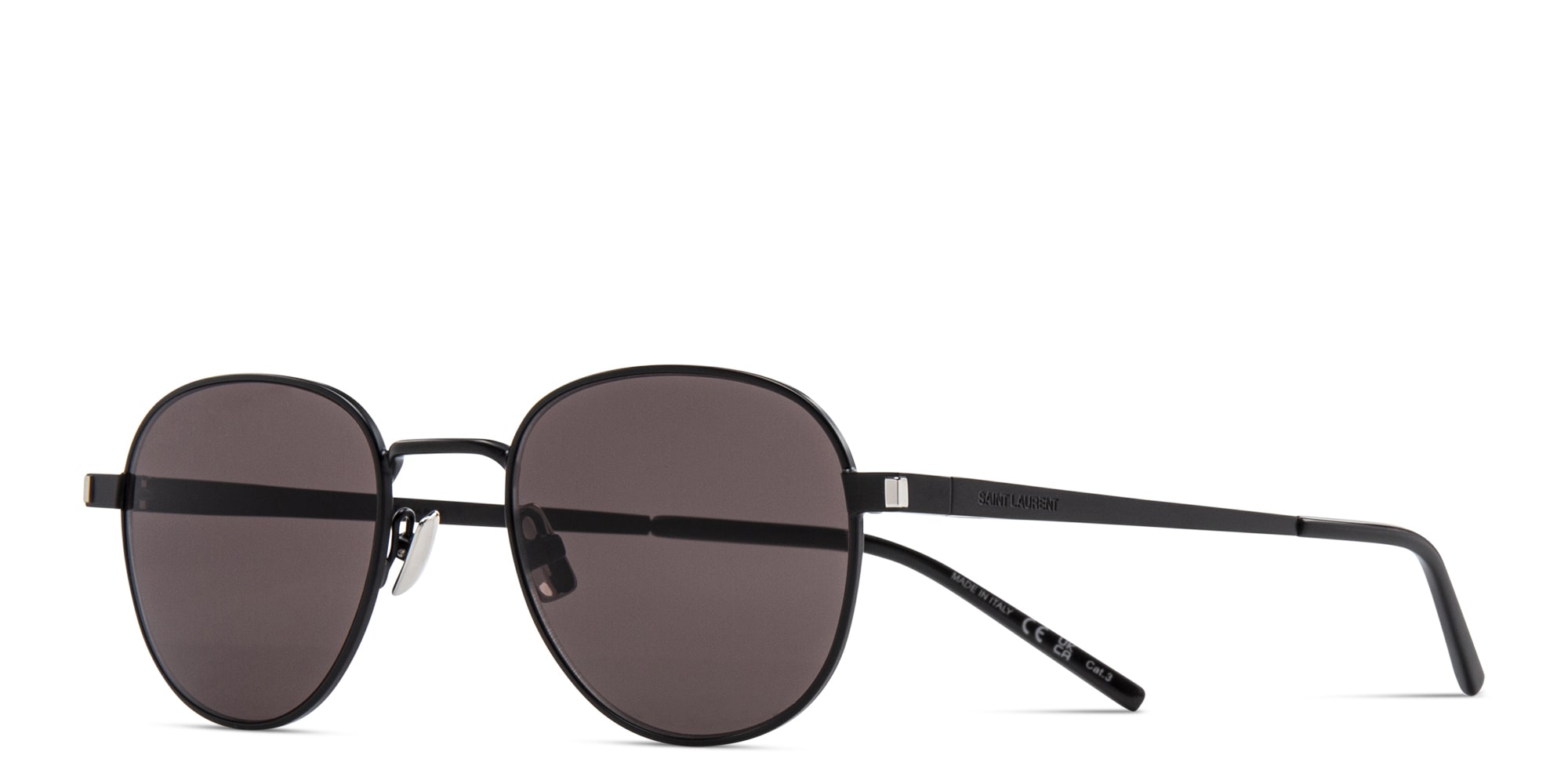Shop SAINT LAURENT Unisex Round Sunglasses in Black online.