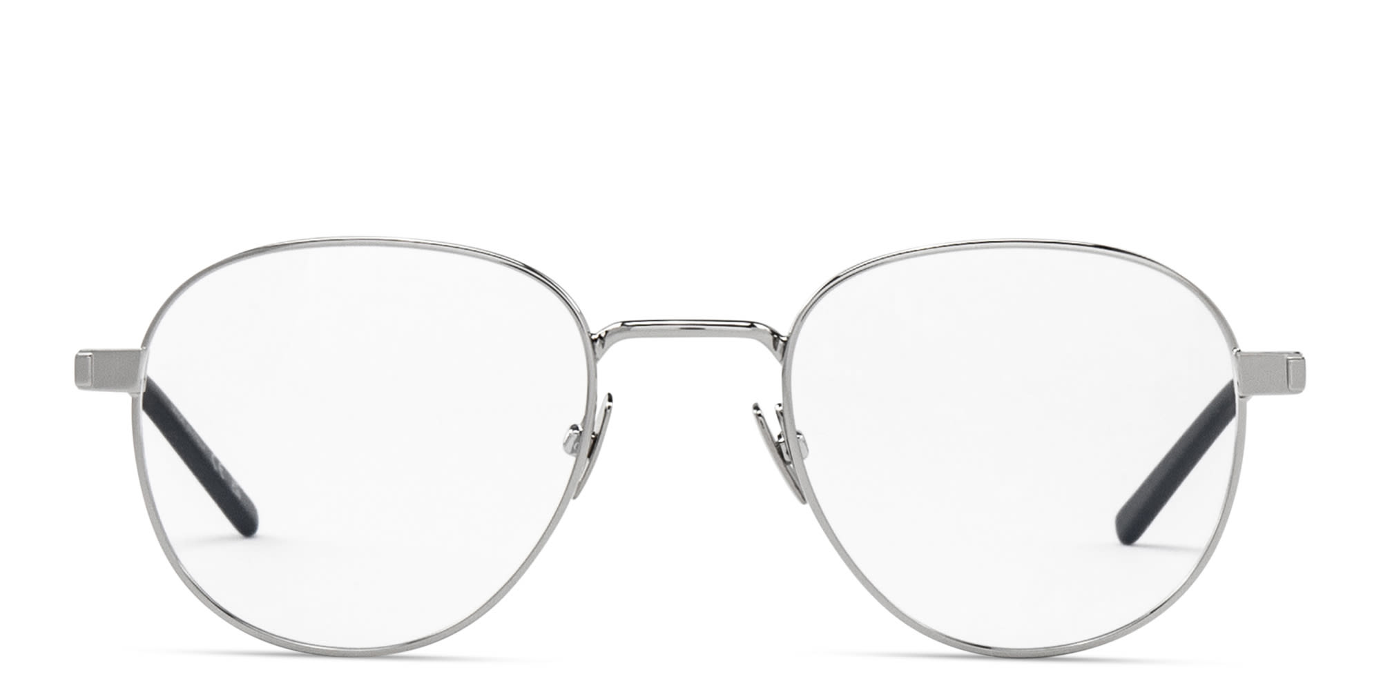 Shop SAINT LAURENT Unisex Round Eyeglasses in Silver online.