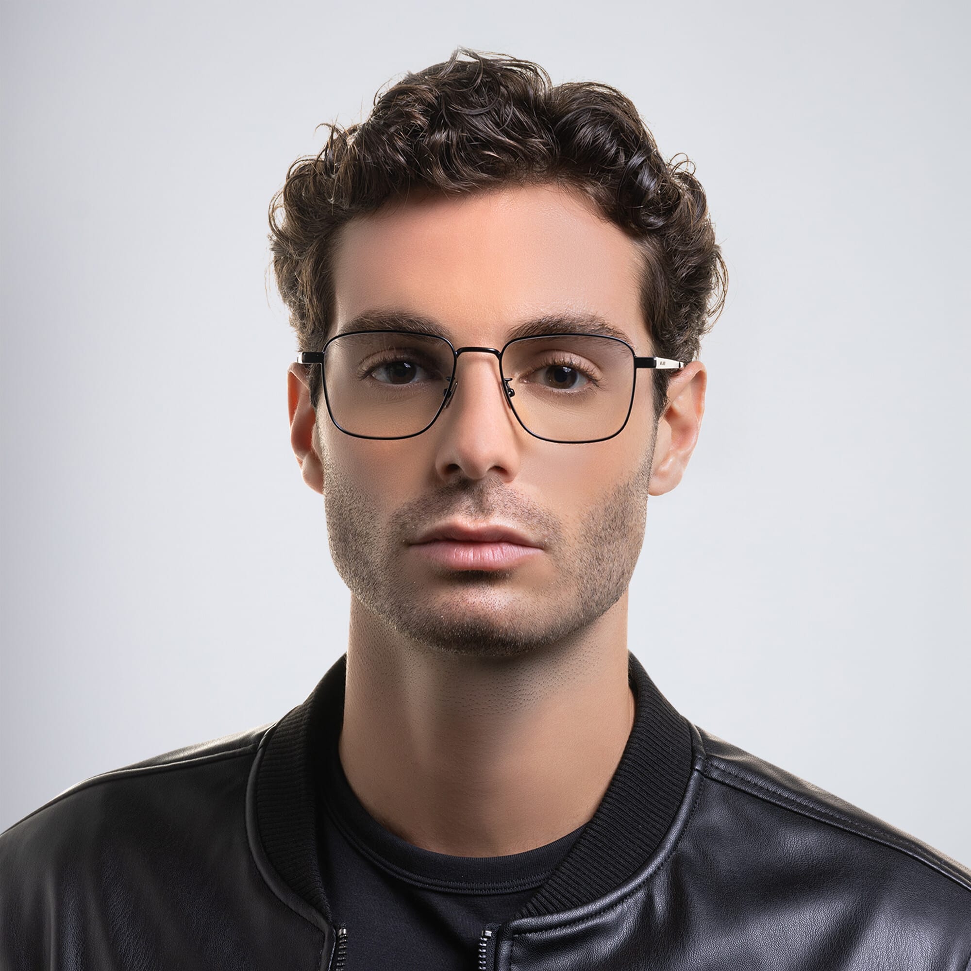 Shop SAINT LAURENT Square Eyeglasses in Black online.