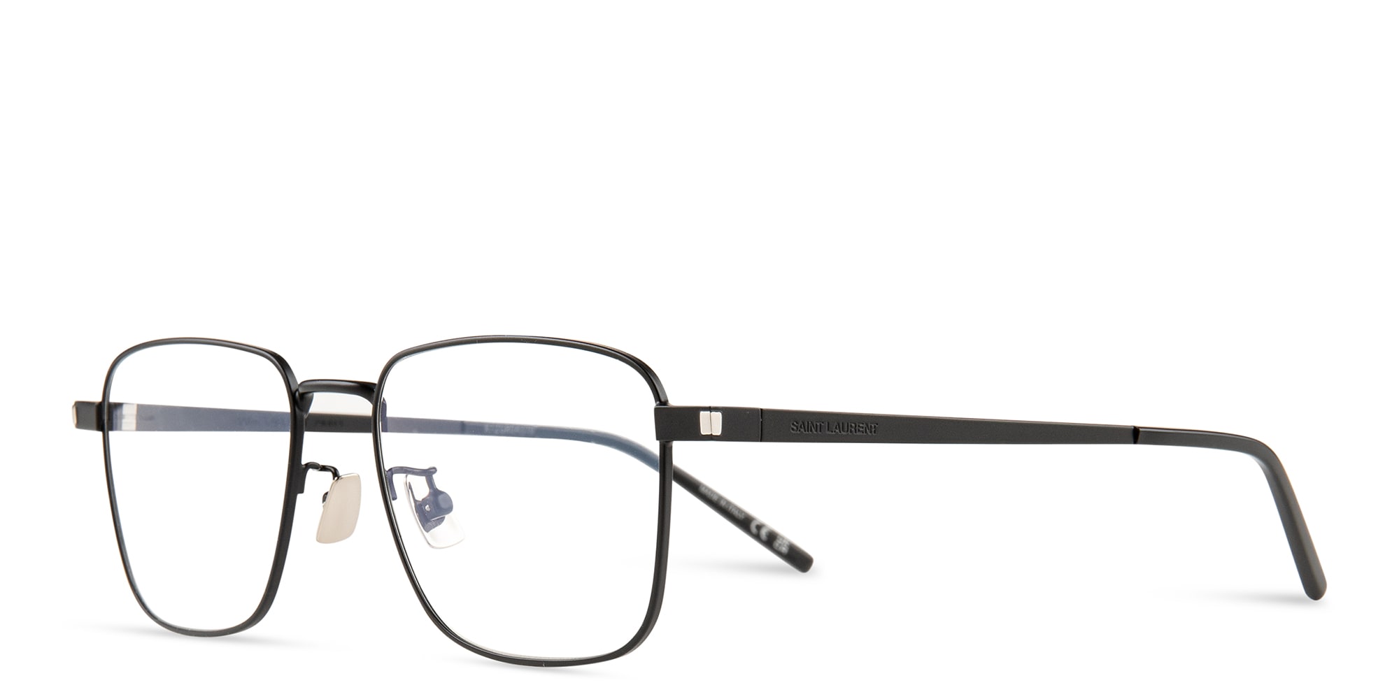 Shop SAINT LAURENT Square Eyeglasses in Black online.
