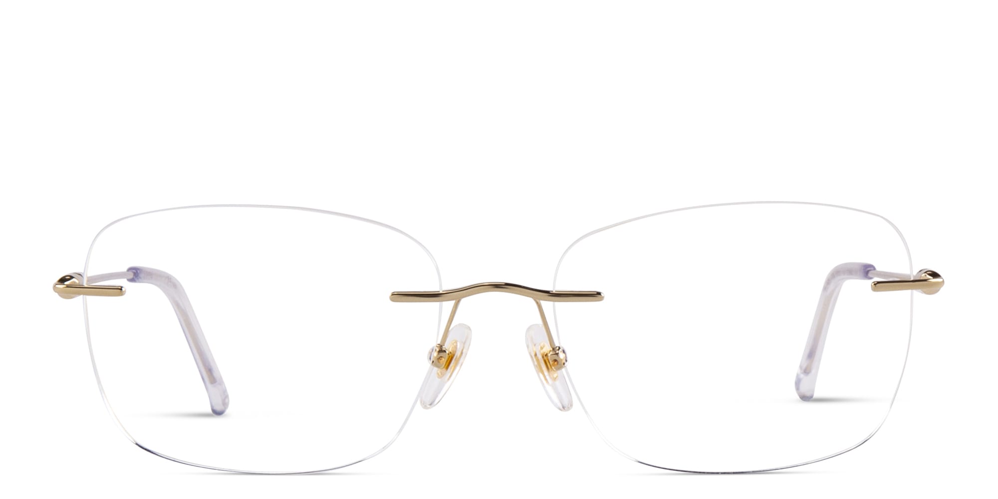 Shop EYE'M Rimless Wide Square Eyeglasses in Gold online.