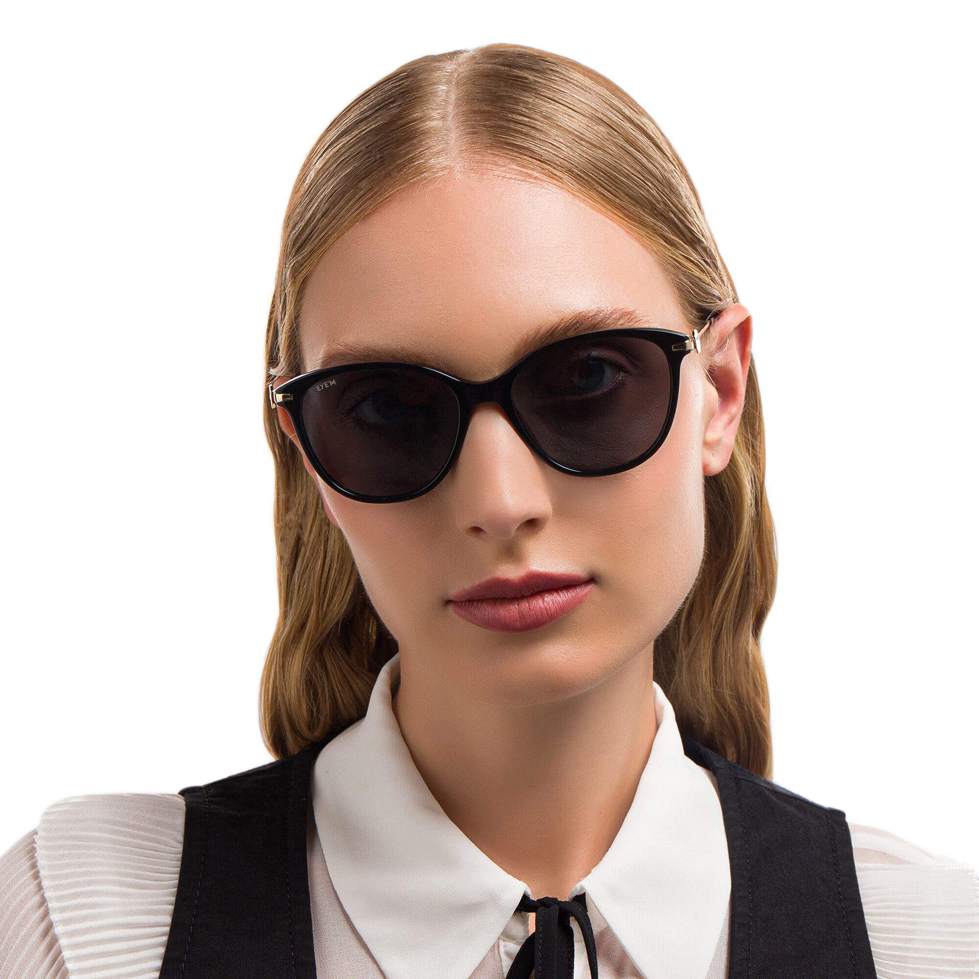 Shop EYE'M Cat-Eye Sunglasses in Black online.