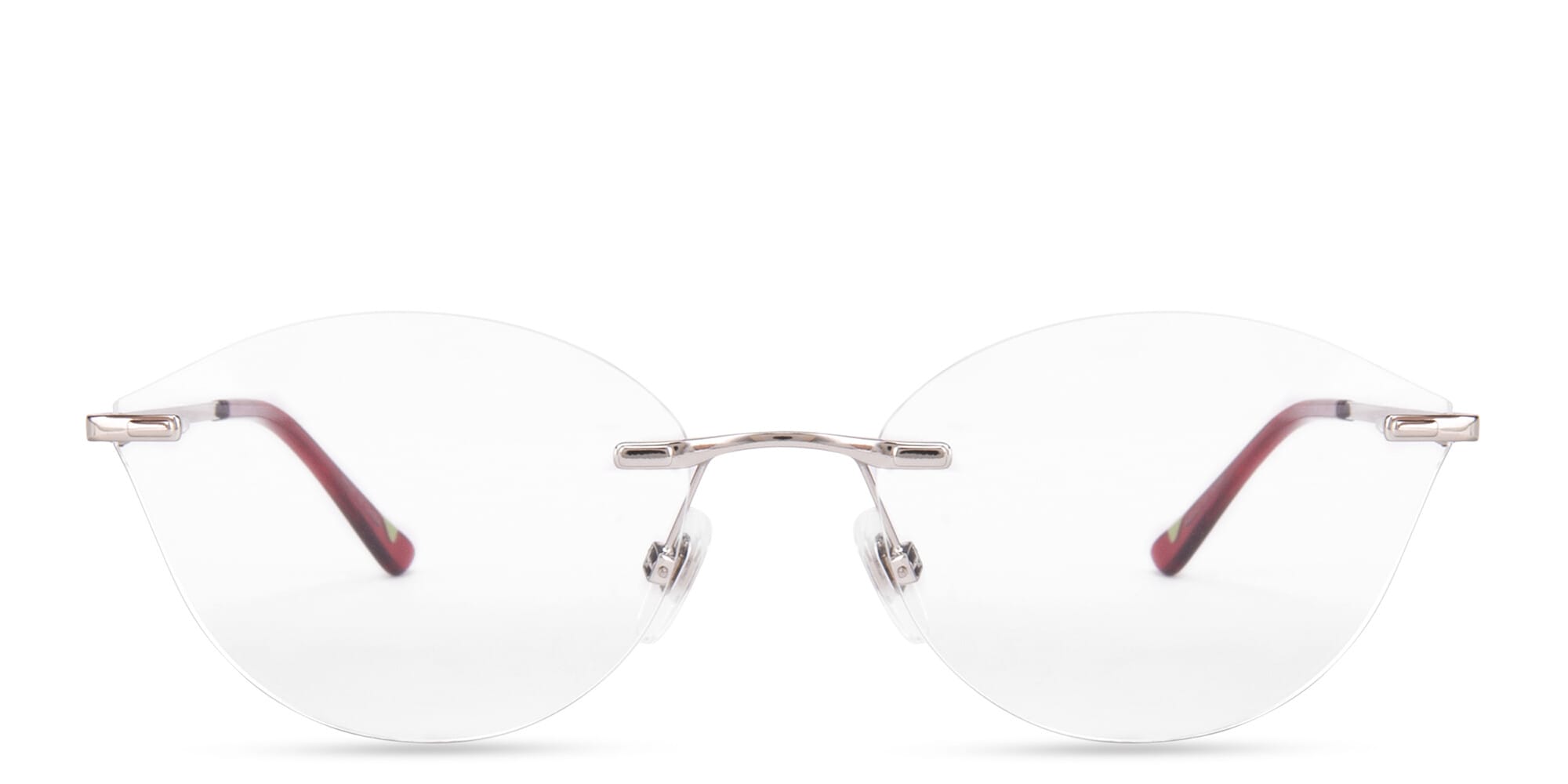 Shop EYE'M Rimless Wide Cat-Eye Eyeglasses in Silver online.