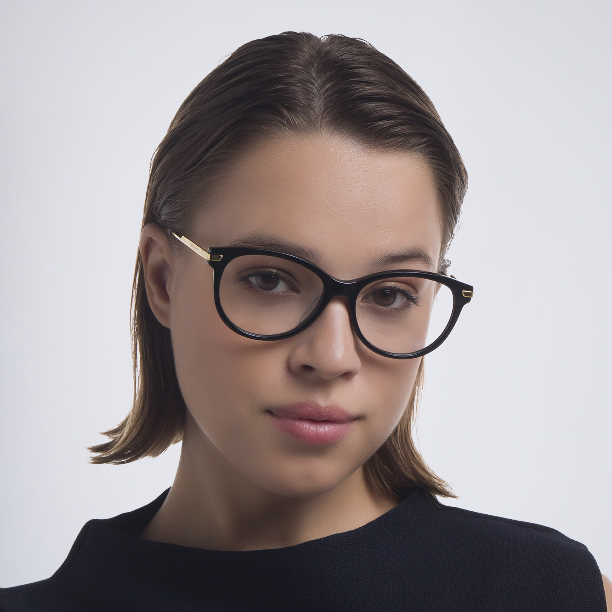 Shop BOTTEGA VENETA Square Eyeglasses in Black online.