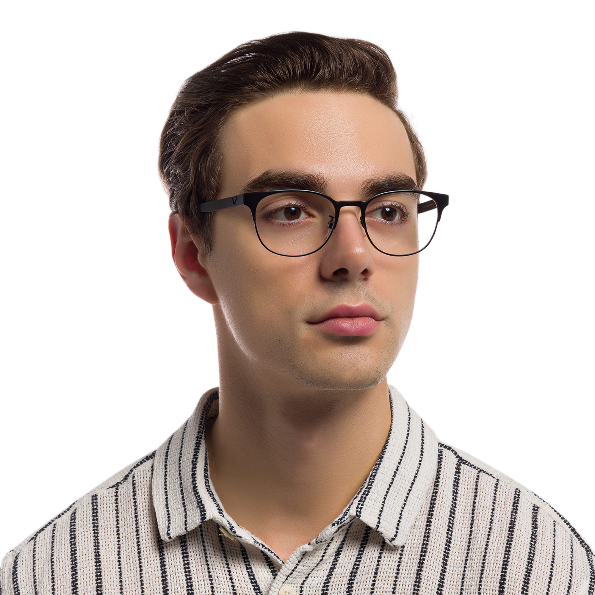 Shop Emporio Armani Round Eyeglasses in Matte Black online.