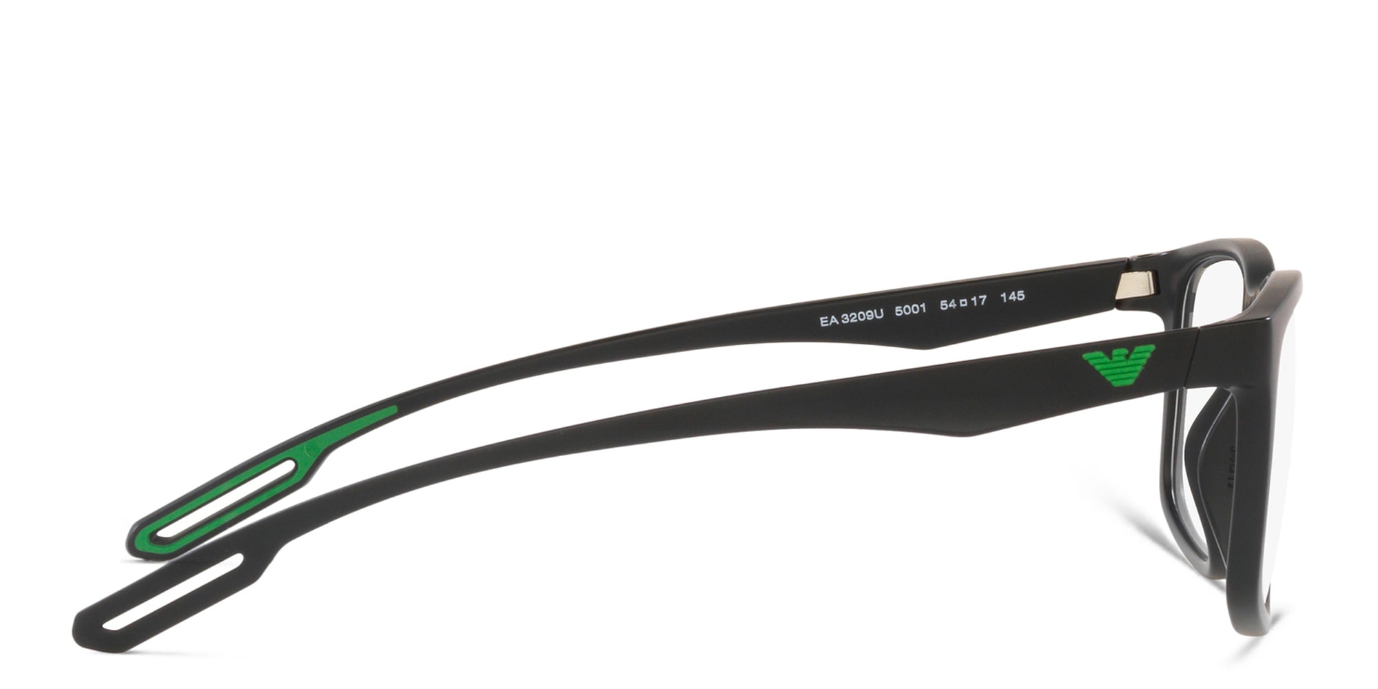 Shop Emporio Armani Wide Square Eyeglasses in Matte Black online.