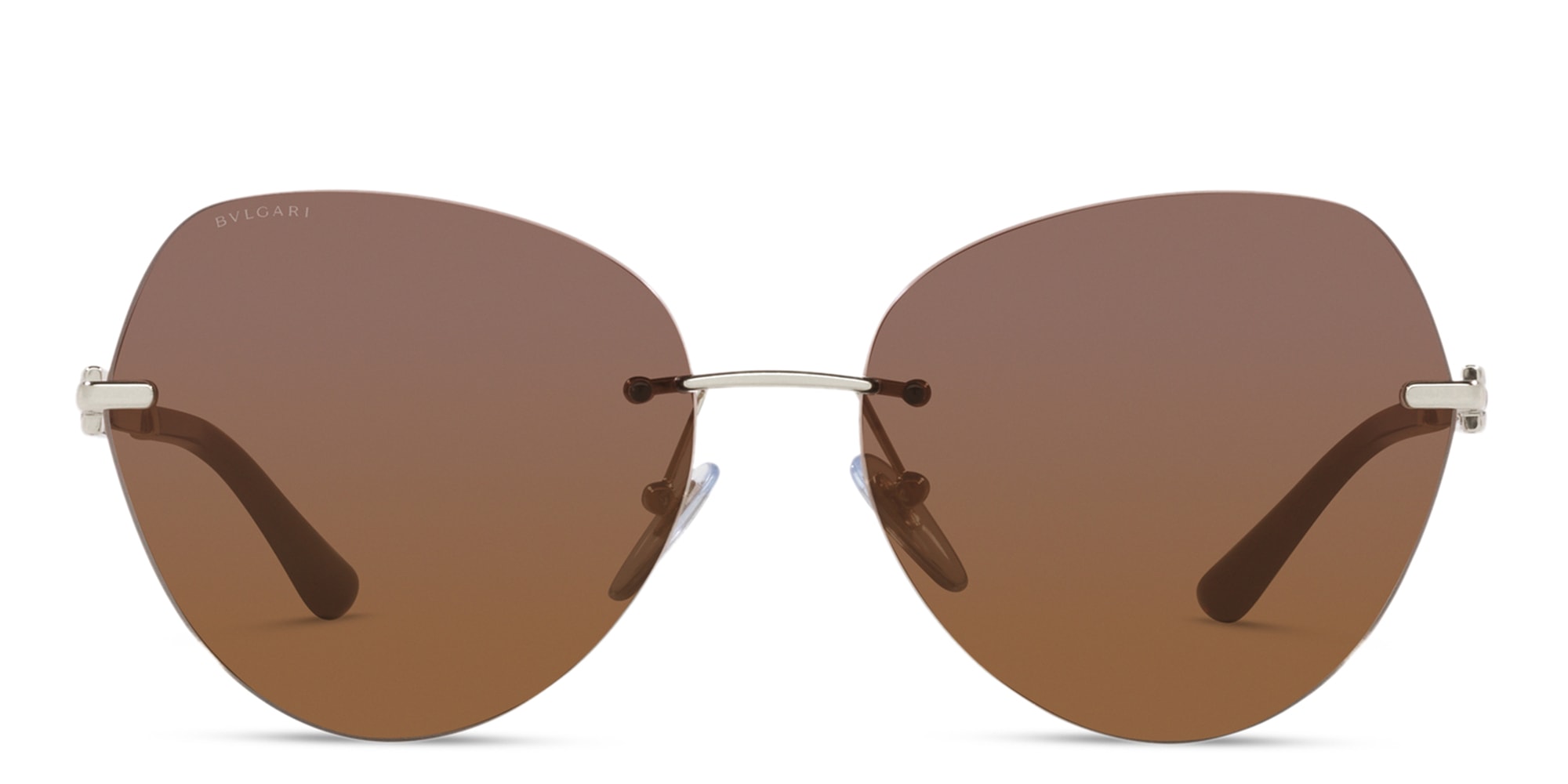 Shop BVLGARI Rimless Pilot Sunglasses in Pale Gold online.