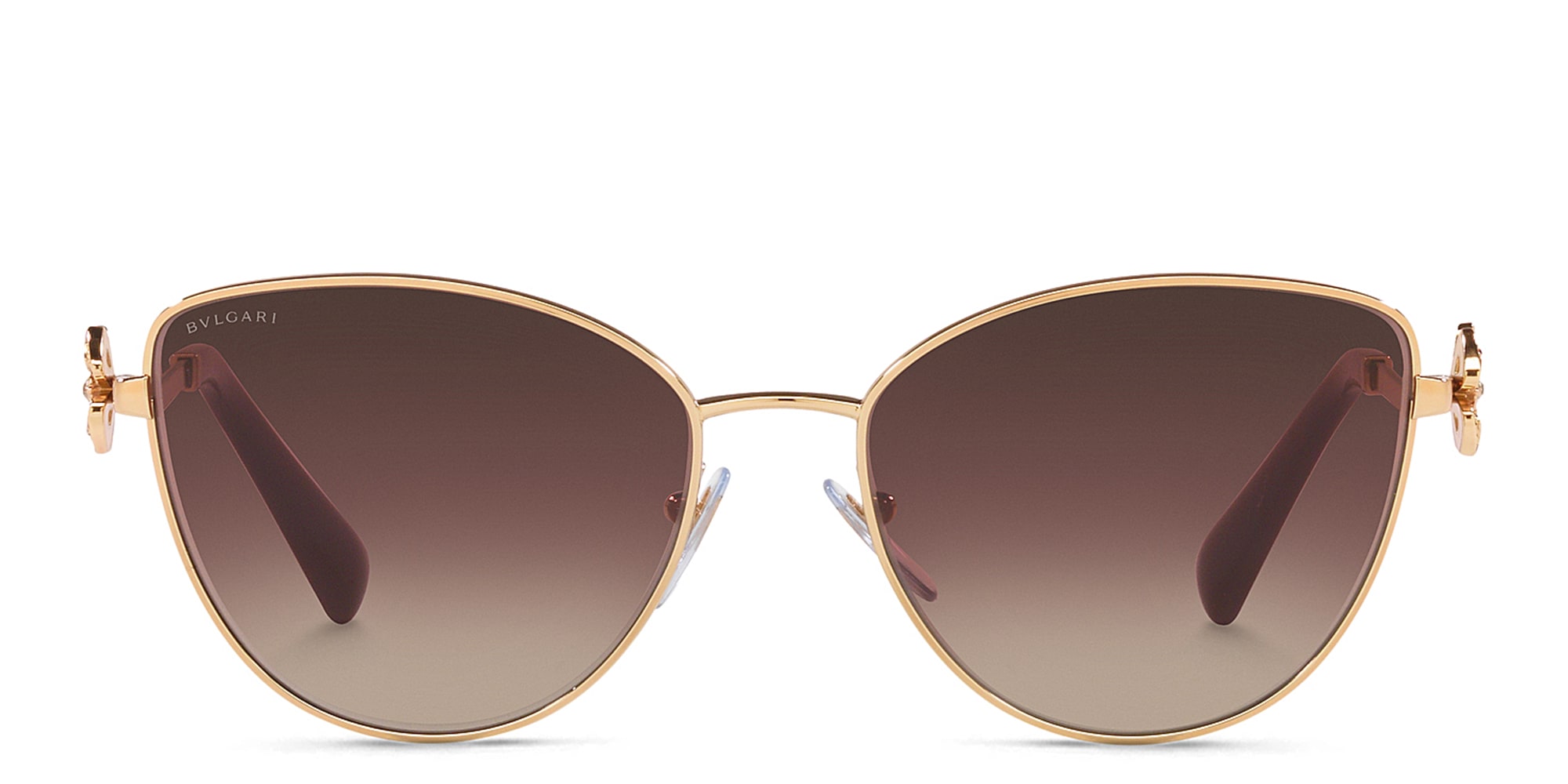 Shop BVLGARI Cat-Eye Sunglasses in Pink Gold online.
