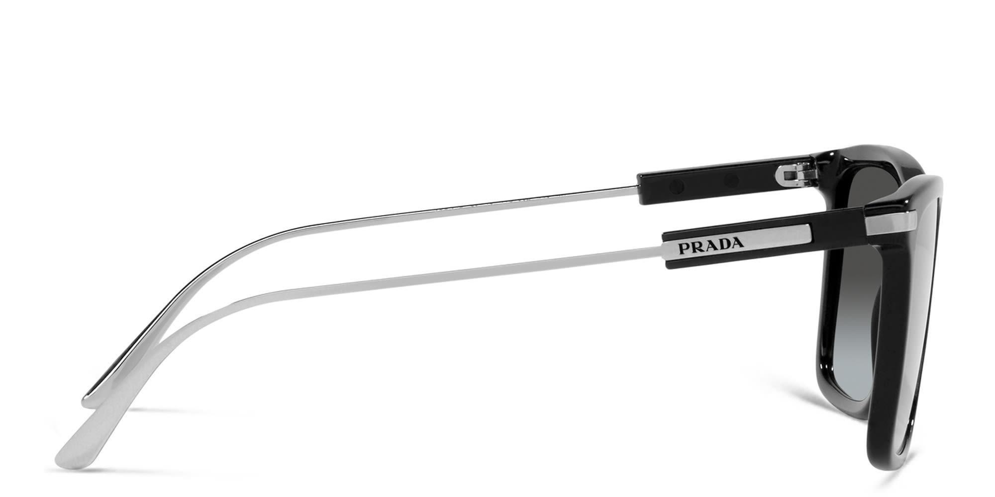 Shop PRADA Rectangle Sunglasses in Black online.