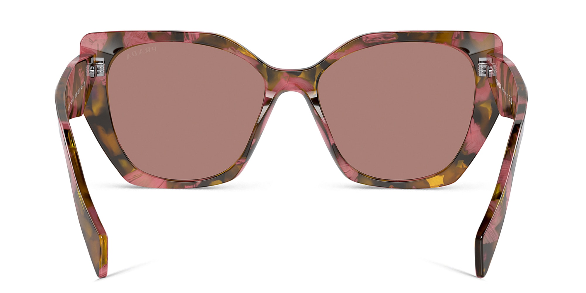 Shop PRADA Logo Pillow Sunglasses in Pink Havana online.