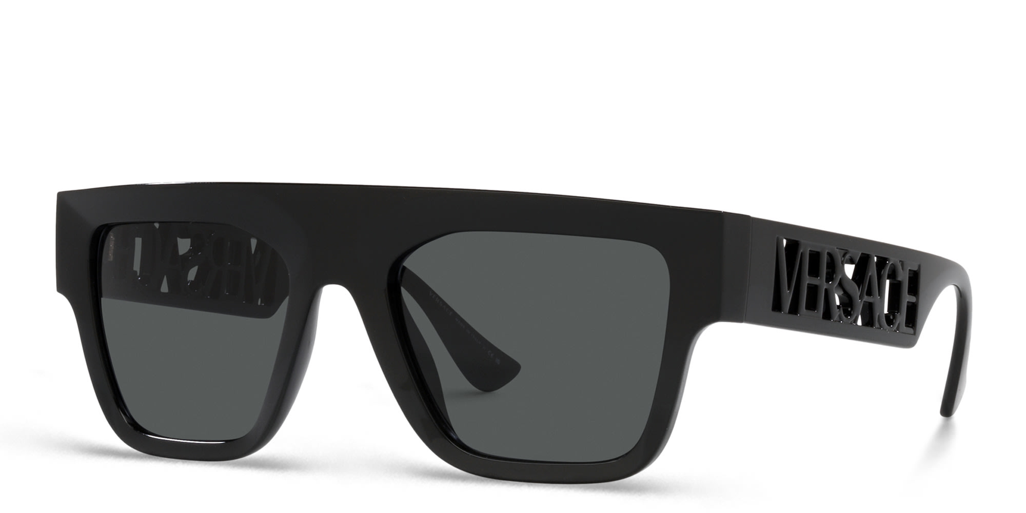 Shop VERSACE 90s Vintage Logo Sunglasses in Black online.