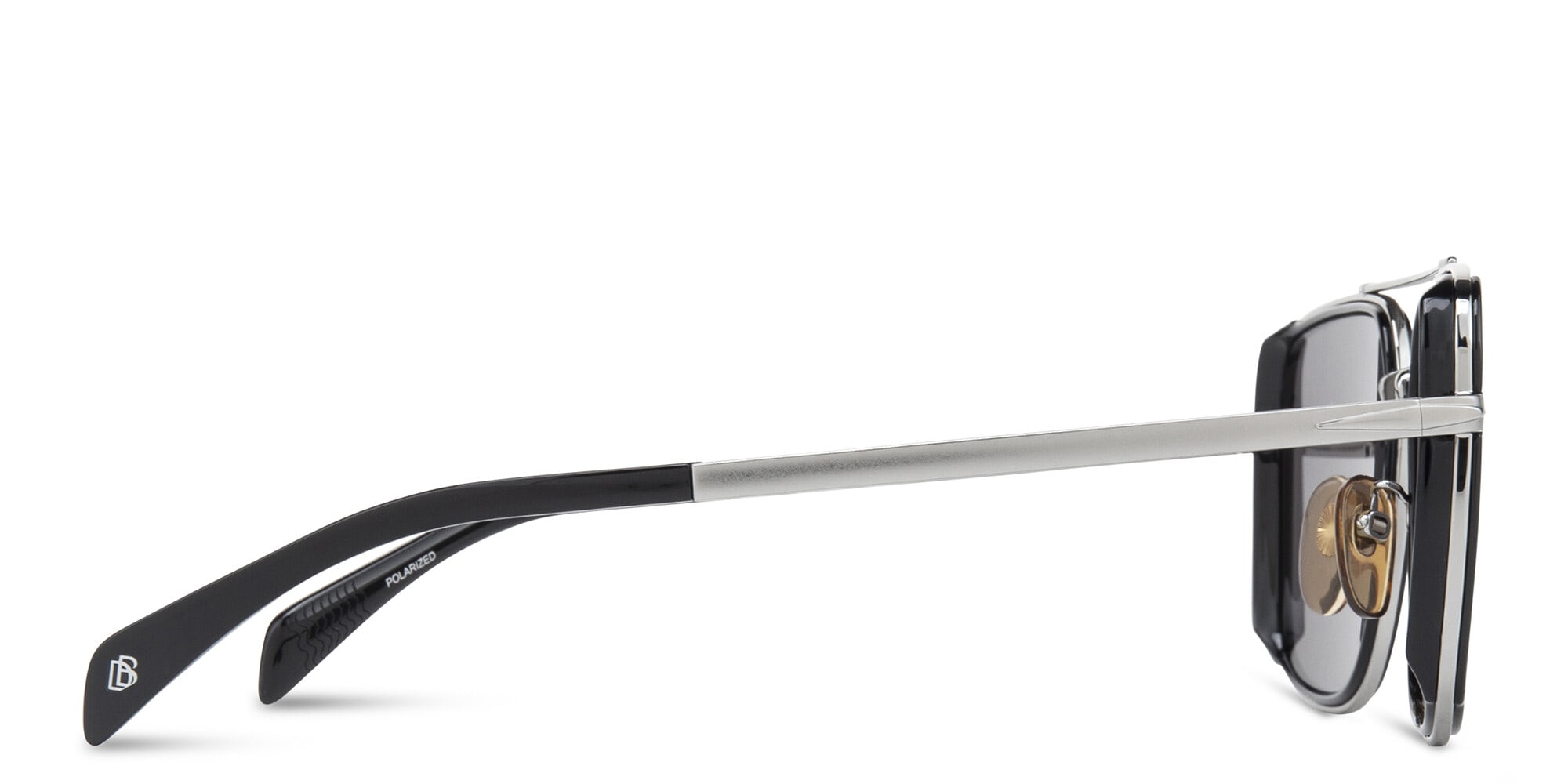 Shop DAVID BECKHAM Rectangle Sunglasses in Black Ruthenium online.