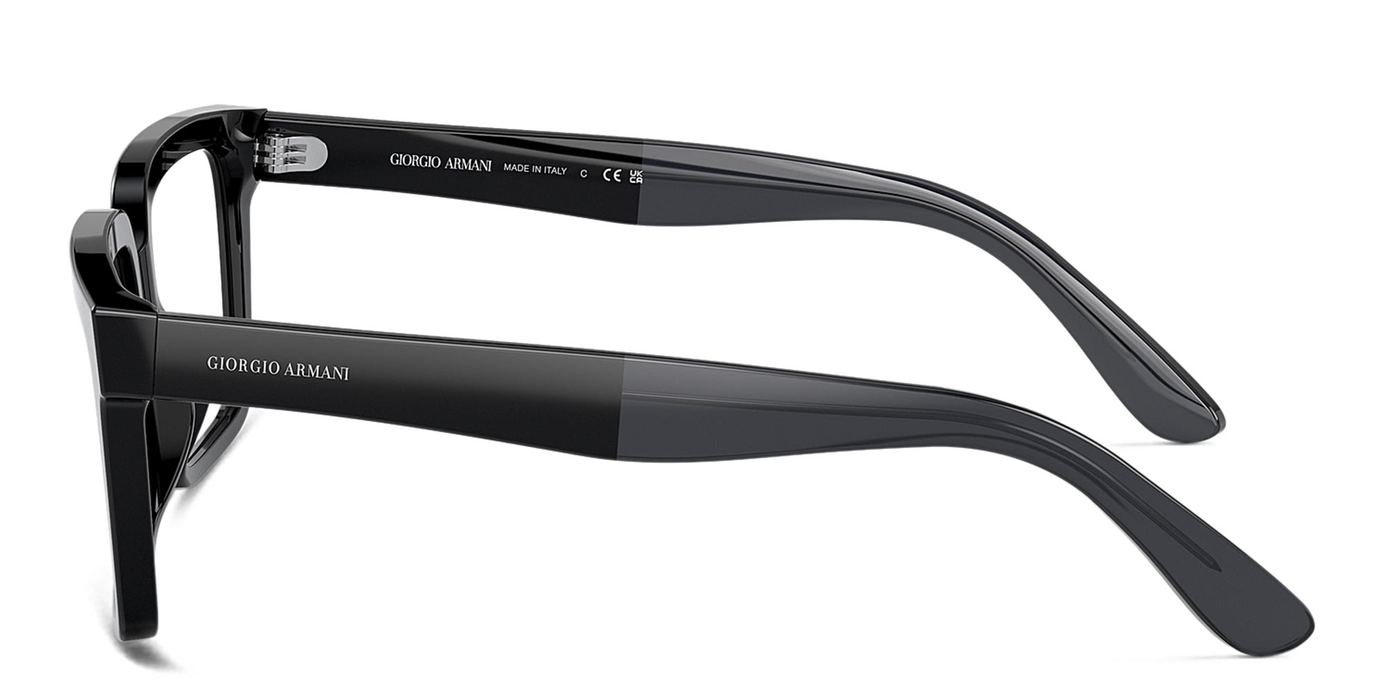 Shop GIORGIO ARMANI Wide Square Eyeglasses in Black online.