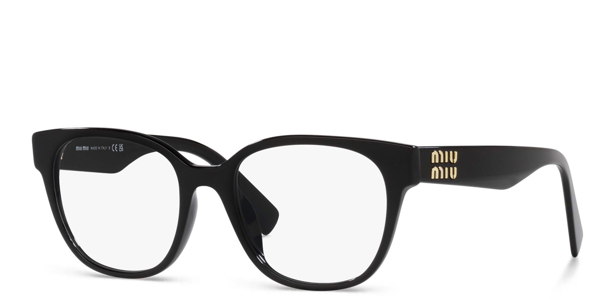 Shop MIU MIU Square Eyeglasses in Black online.