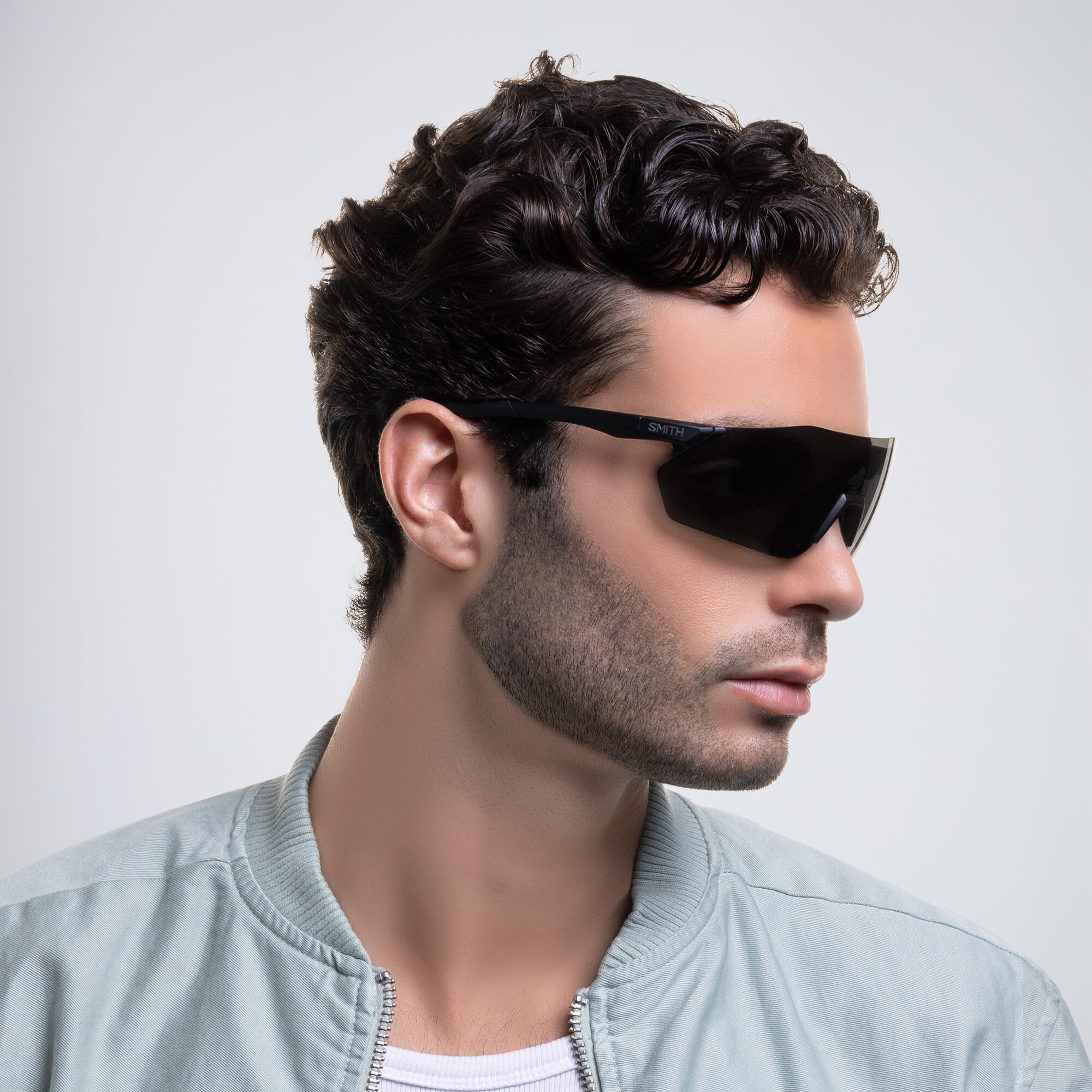 Shop SMITH Unisex Rimless Wide Irregular Sunglasses in Black online.