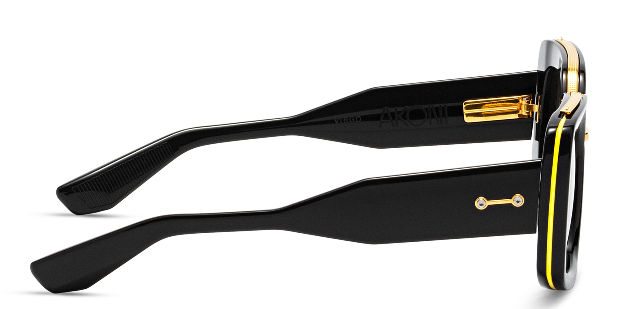 Shop AKONI Square Sunglasses in Black online.