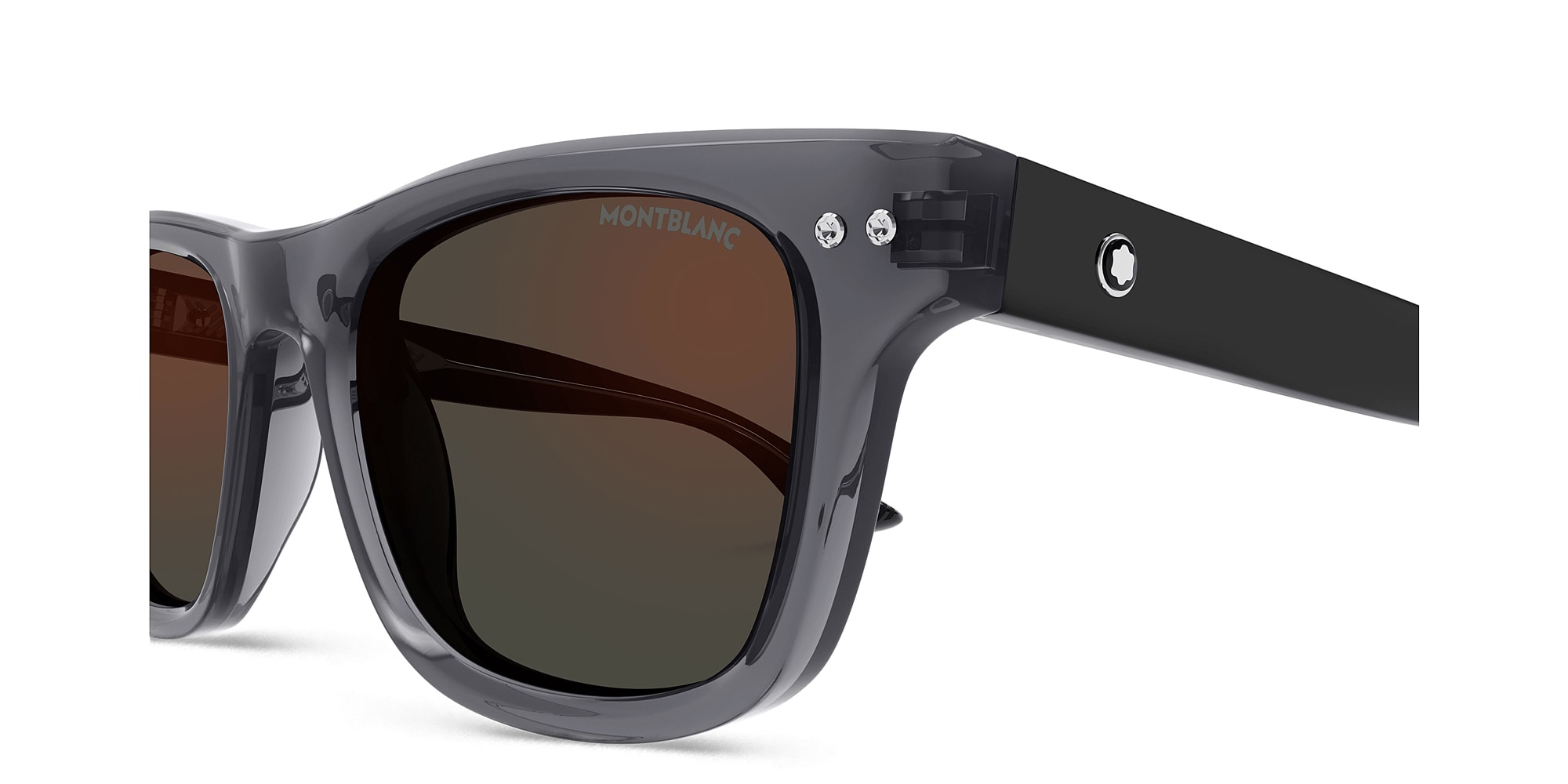 Shop MONTBLANC Rectangle Sunglasses in Grey online.