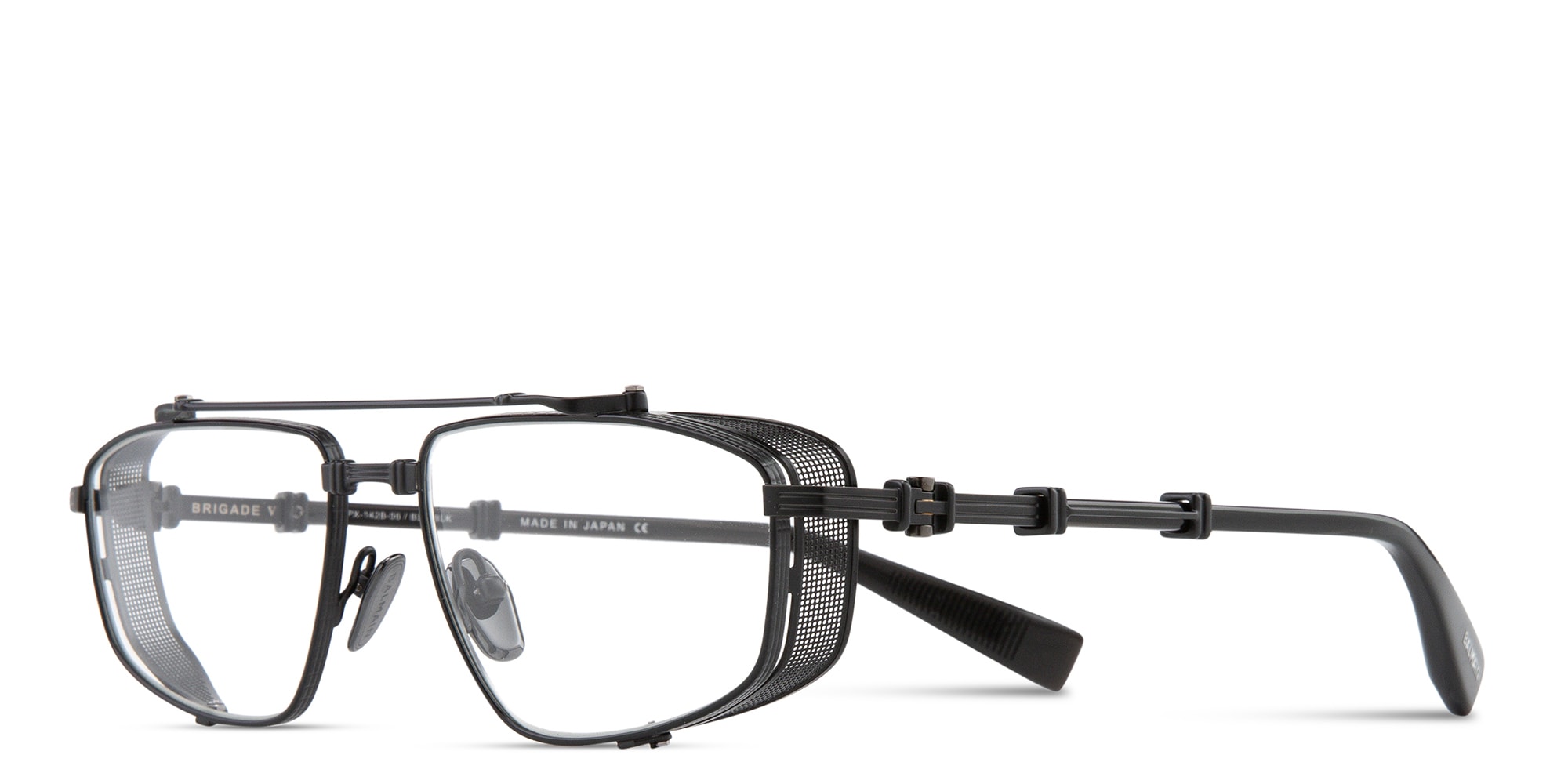 Shop BALMAIN Unisex Wide Aviator Eyeglasses in Black online.