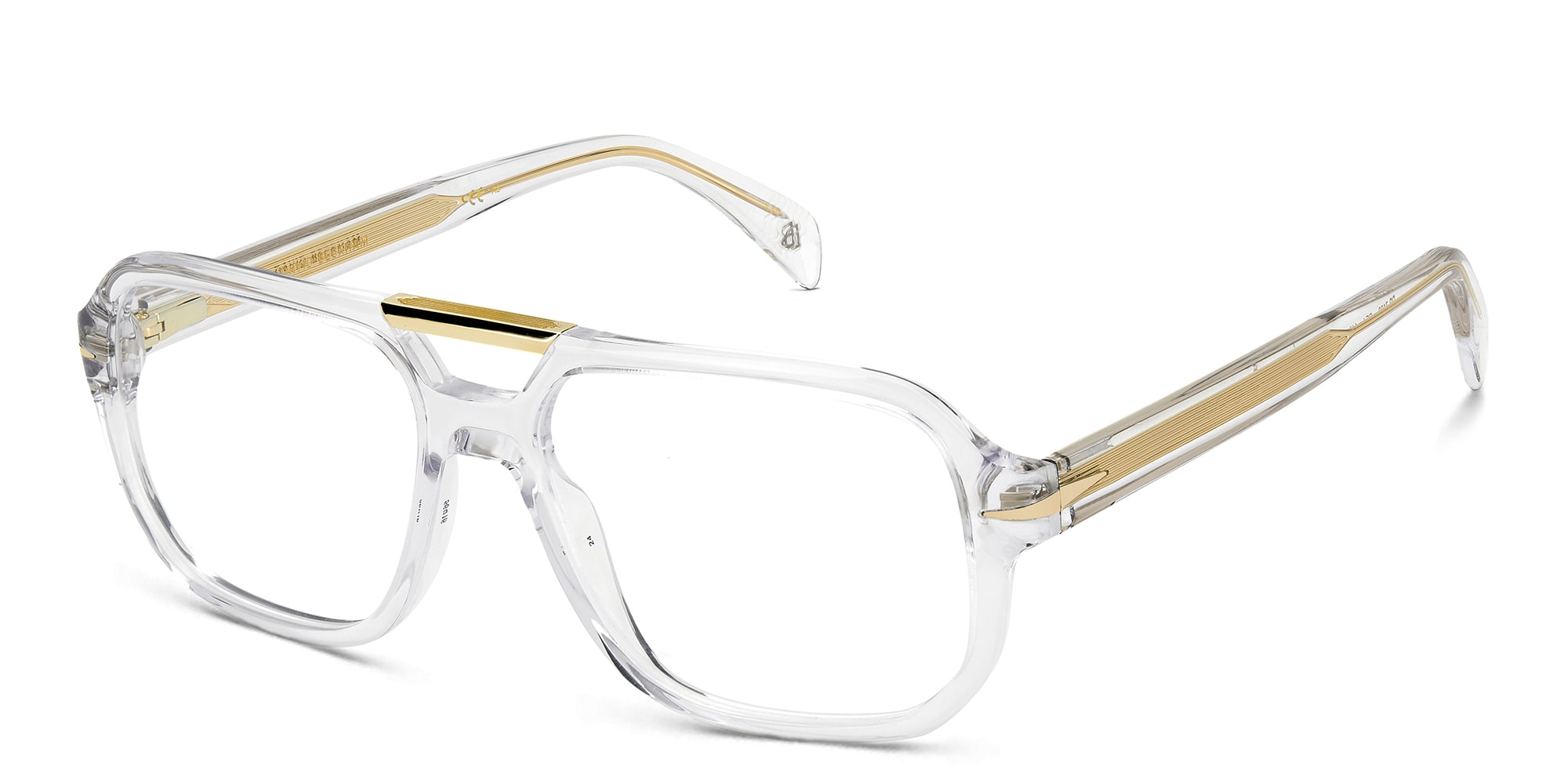 Shop DAVID BECKHAM Rectangle Eyeglasses in Crystal Gold online.