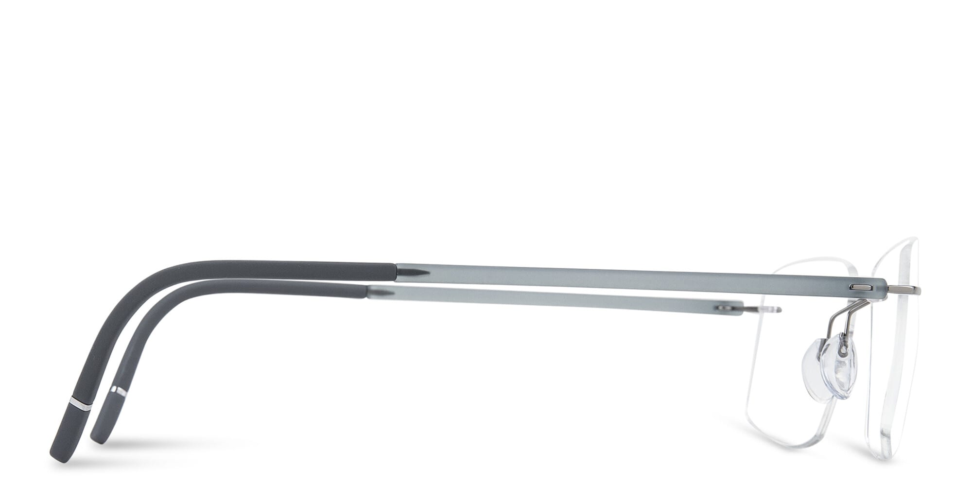 Shop Silhouette Rimless Wide Square Eyeglasses in Grey online.