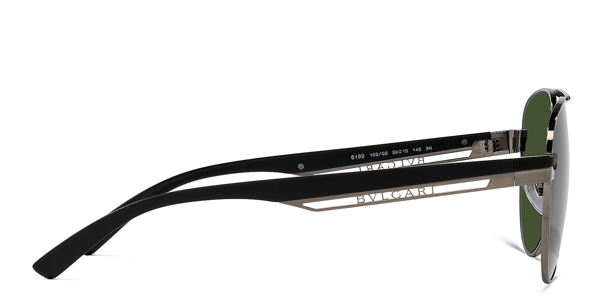 Shop BVLGARI Pilot Sunglasses in Ruthenium online.