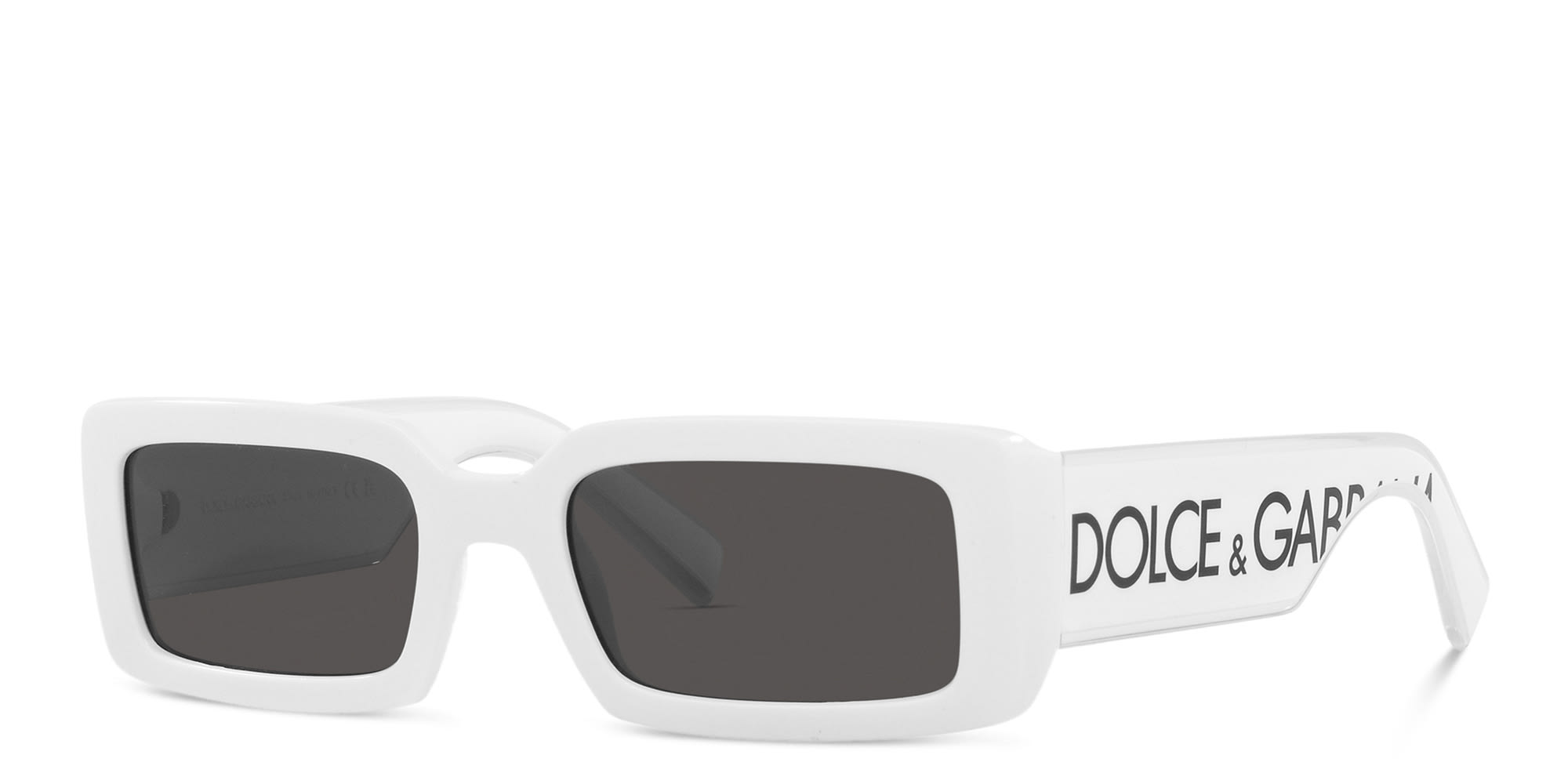 Shop Dolce & Gabbana Rectangle Sunglasses in White online.
