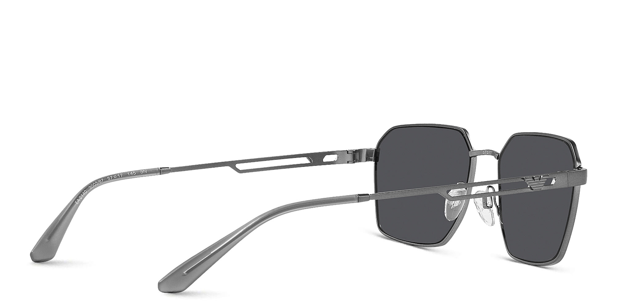 Shop Emporio Armani Rectangle Sunglasses in Matte Gunmetal online.