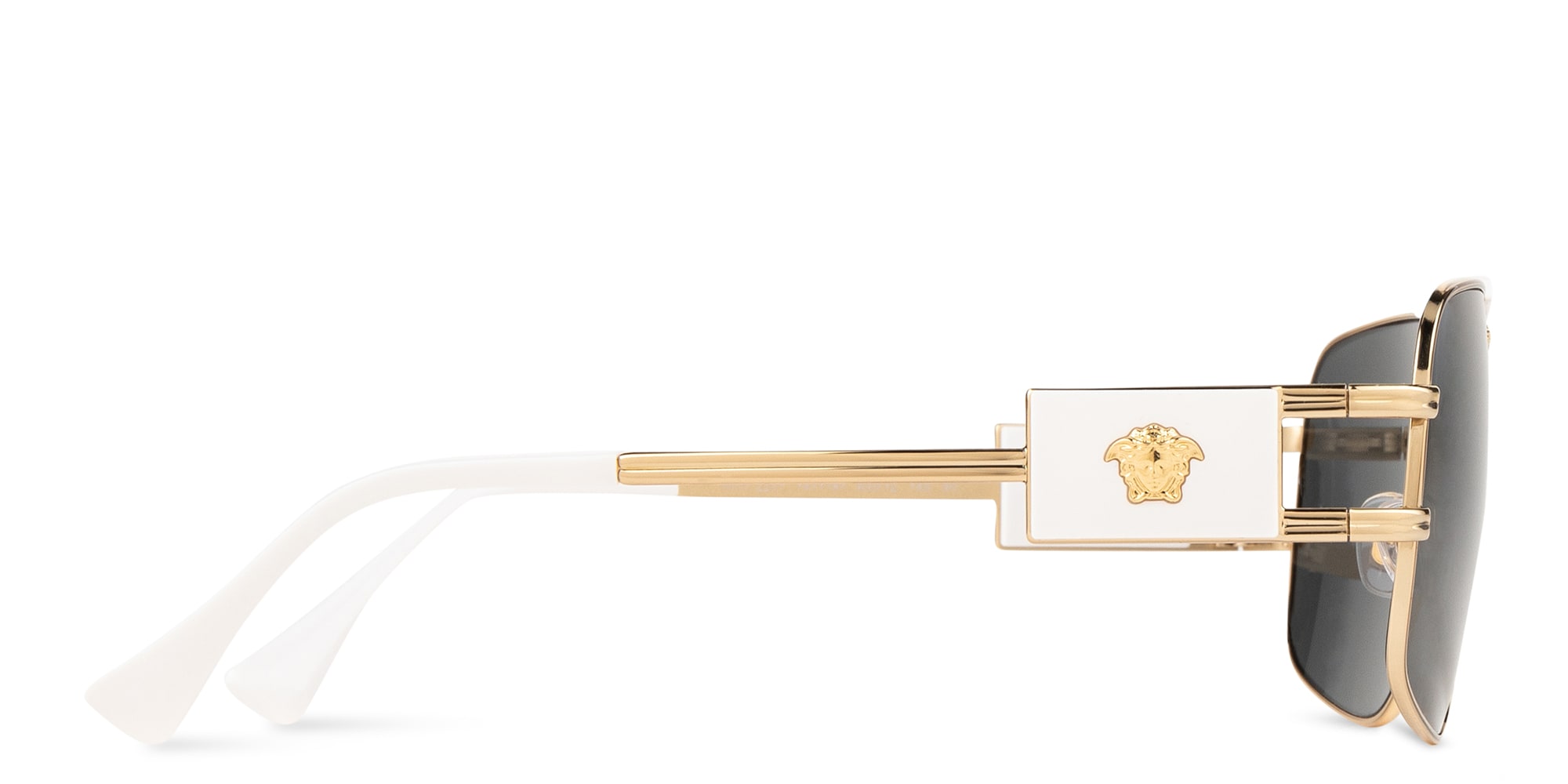 Shop VERSACE Medusa-Embellished Pilot Sunglasses in Gold online.