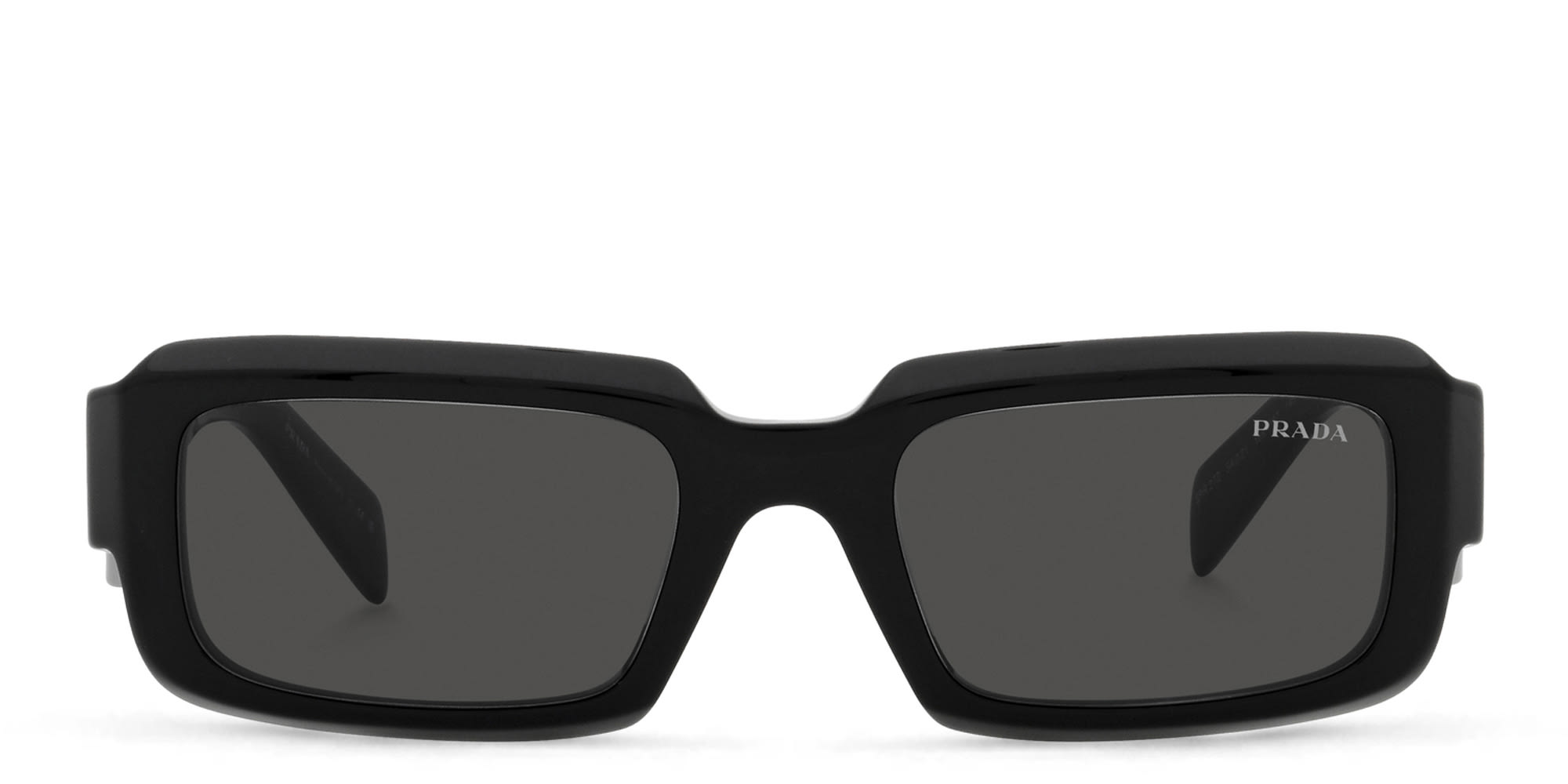 Shop PRADA Rectangle Sunglasses in Black online.