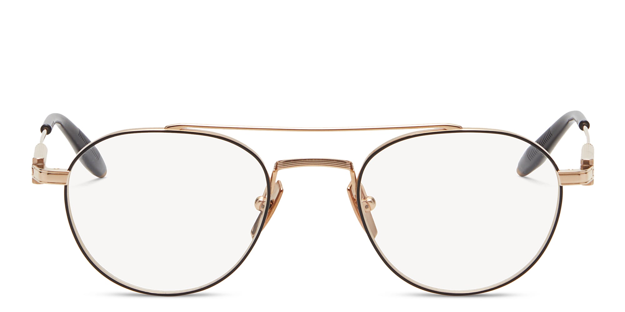 Shop AKONI Unisex Round Eyeglasses in Gold online.
