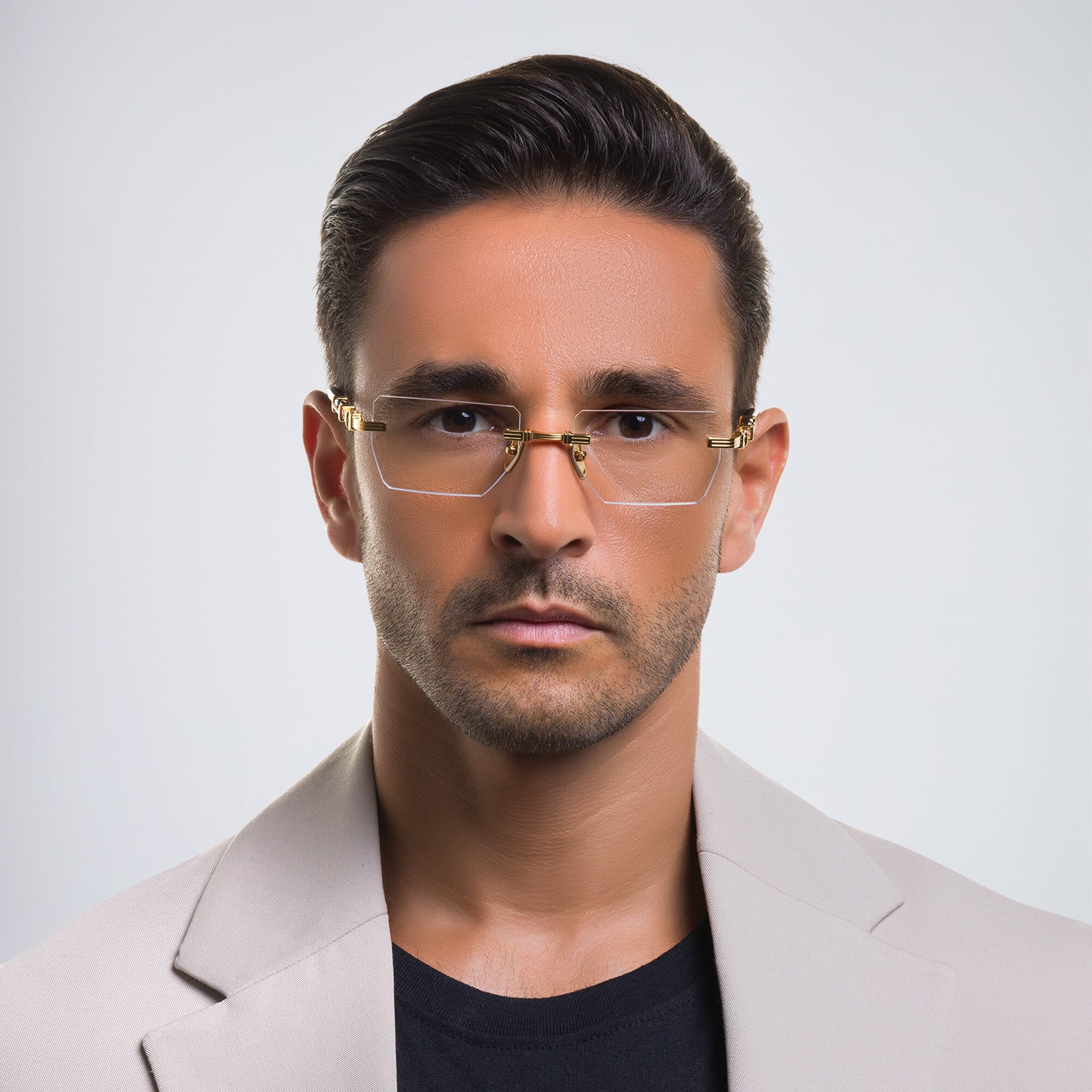 تسوق نظارات طبية مستطيلة للجنسين بدون إطار بالمان بلون ذهبي أونلاين.