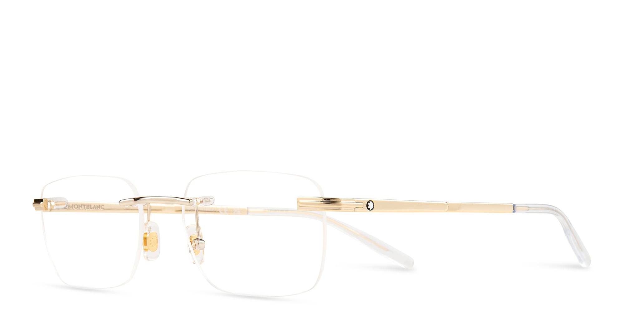 Shop MONTBLANC Rimless Rectangle Eyeglasses in Gold online.