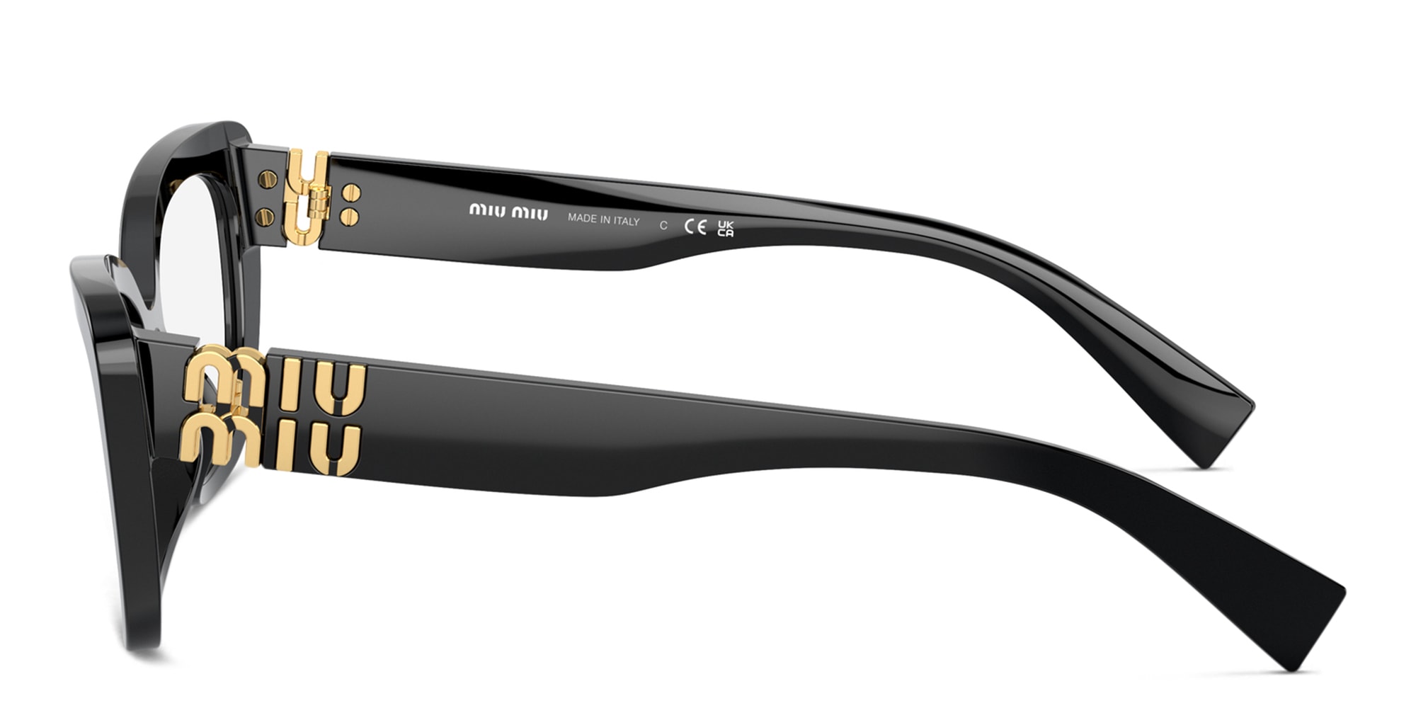 Shop MIU MIU Wide Cat-Eye Eyeglasses in Black online.