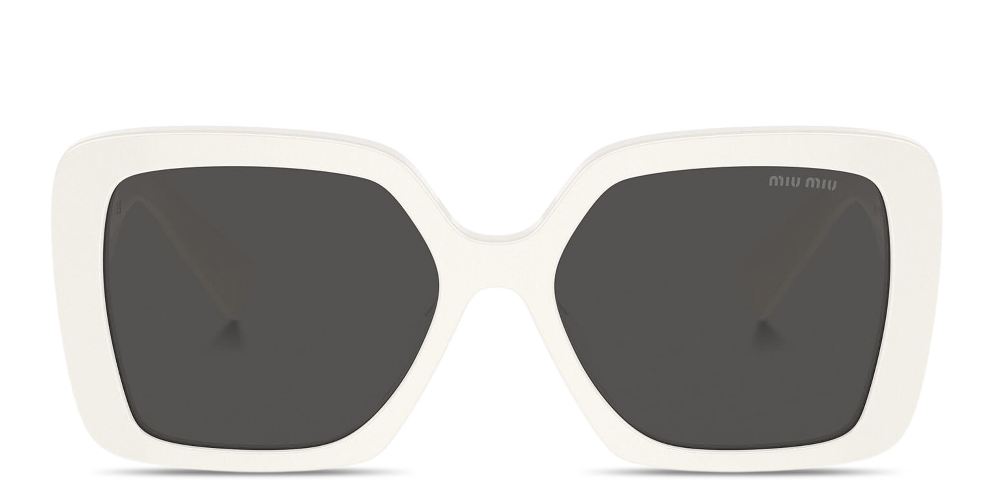 Shop MIU MIU Irregular Sunglasses in White online.