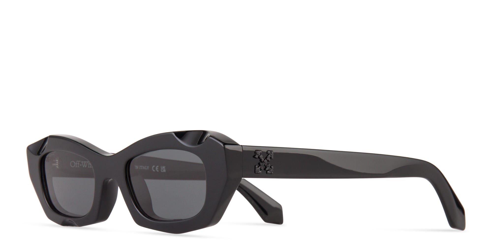 Off-White Glossy Black Cat Eye Sunglasses with Dark Lenses Off-White Sunglasses Women main image 2