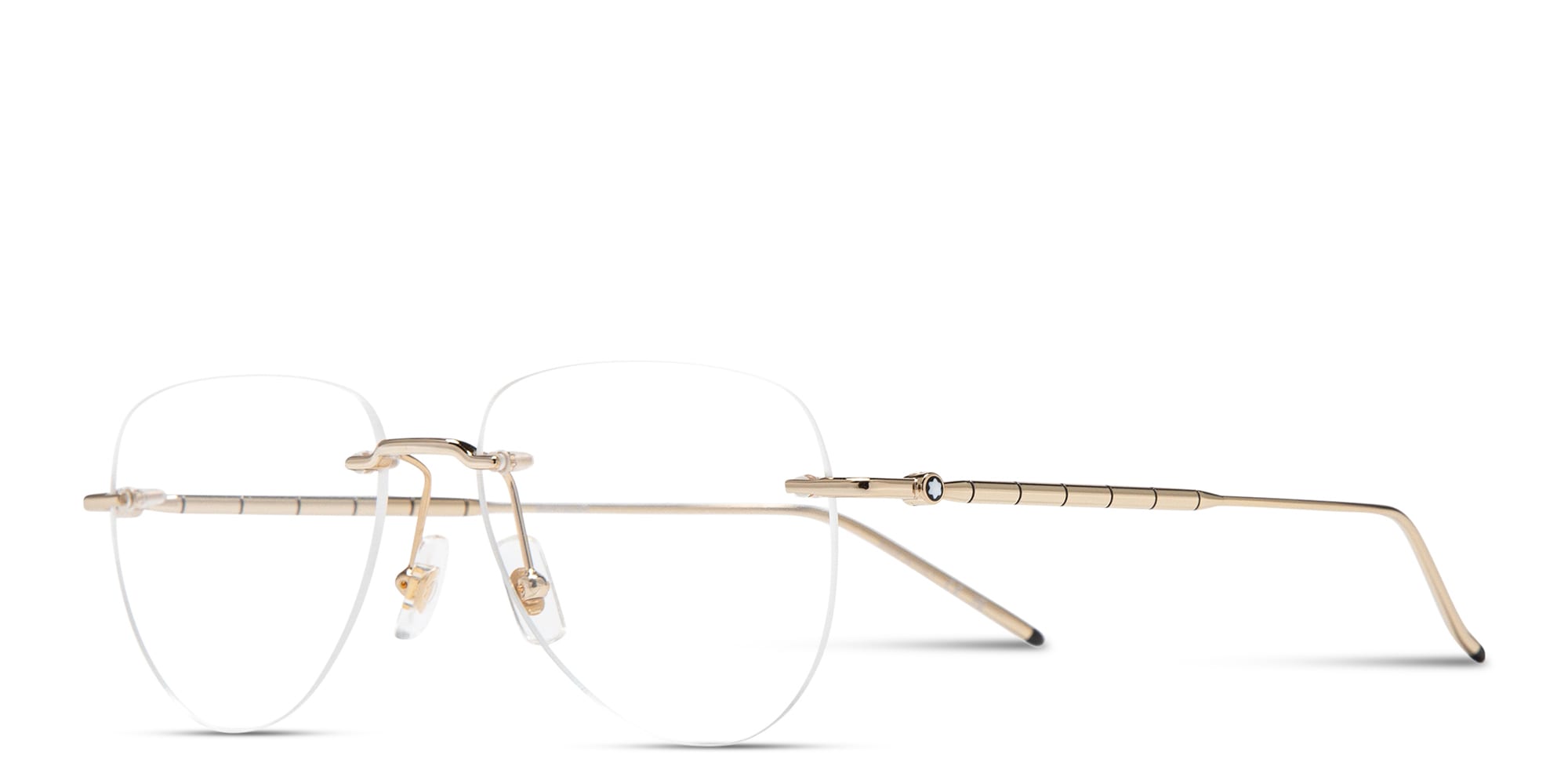 Shop MONTBLANC Rimless Pilot Eyeglasses in Gold online.