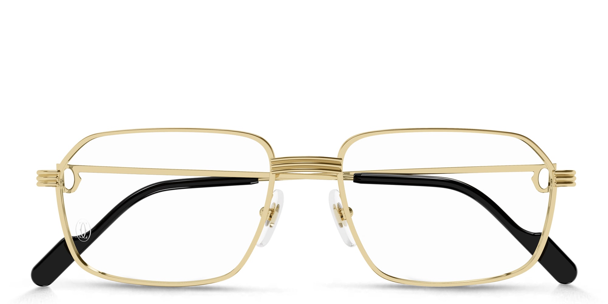 Shop Cartier Première de Cartier Wide Rectangle Eyeglasses in Gold online.